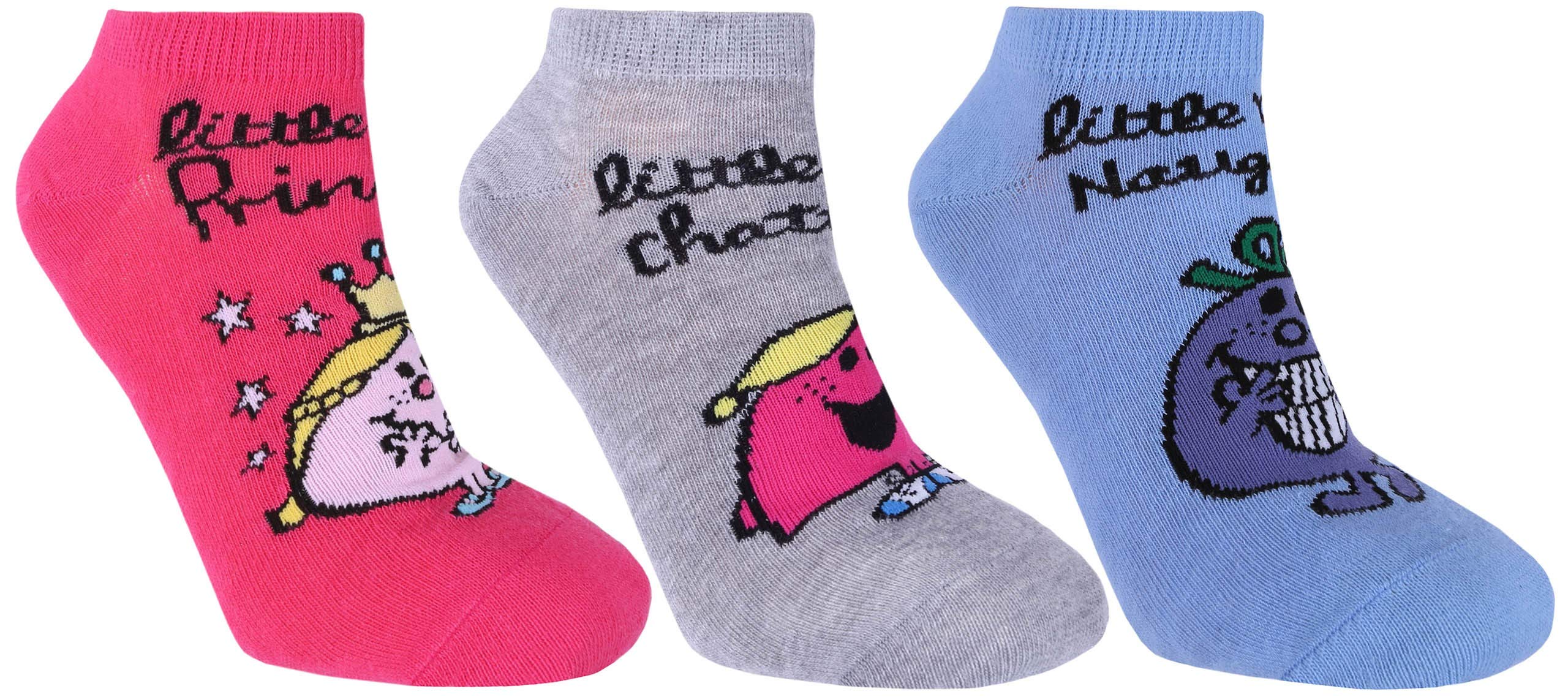 3 x Pink/Grey/Blue Socks, Shoe Liners For Ladies LITTLE MISS 37-42