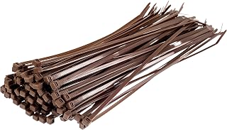GTSE 12 Inch Brown Zip Ties, 100 Pack, 50lb Strength, UV Resistant Long Nylon Cable Ties, Self-Locking 12" Tie Wraps