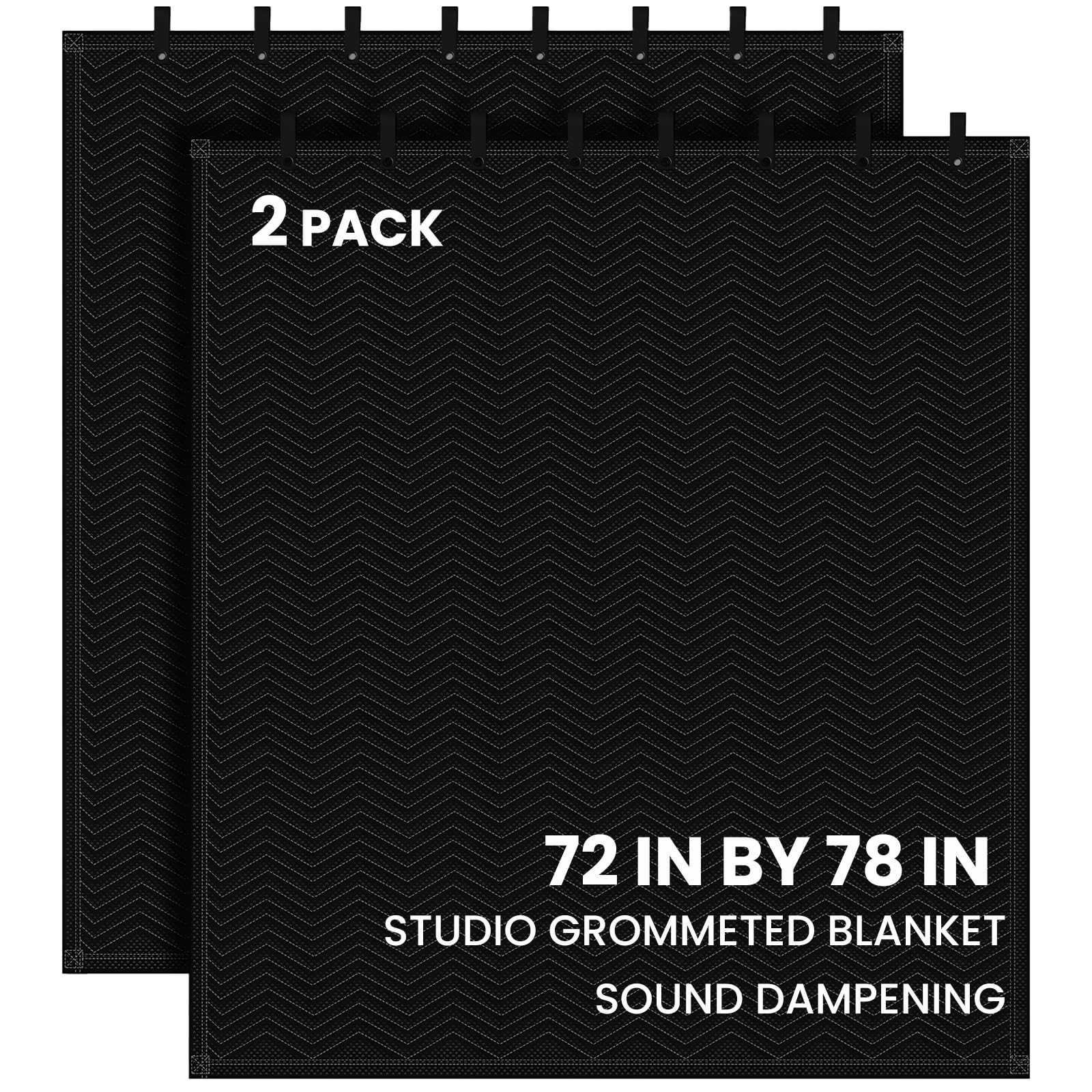 2 Pcs Studio Sound Dampening Blanket 72" x 78", Large Soundproof Blanket with Metal Grommets, Sound Absorbing Blanket for Music Studio-Noise Reduction-Light Blocker, Insulated Blanket,Sound Reducing