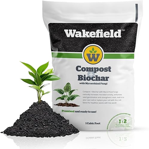 Miniatura 1 de Wakefield Compost Hero Biochar Blend  Compost orgánico envejecido de primera calidad con hongos micorrícicos mezclado con 100 biocaris carbón
