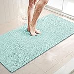 LuxStep Shower Mat Bathtub Mat,40x16 inch, Non-Slip Bath Mat with Drain, Quick Drying PVC Loofah Bathmat for Tub,Shower,Bathroom,Green