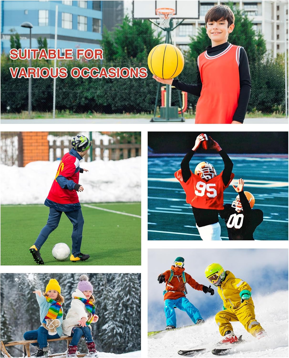 Blueleaf Youth Boys' Thermal Compression Shirt Mock Neck Long Sleeve Fleece Lined Base Layer Football Baseball Undershirt - Image 6