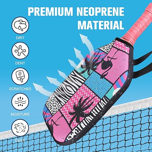 Miniatura 2 de Cubierta de pala de pickleball de neopreno, funda de raqueta con cremallera, 11.8 x 9.05 pulgadas, suave y duradera, 1 y 2 piezas