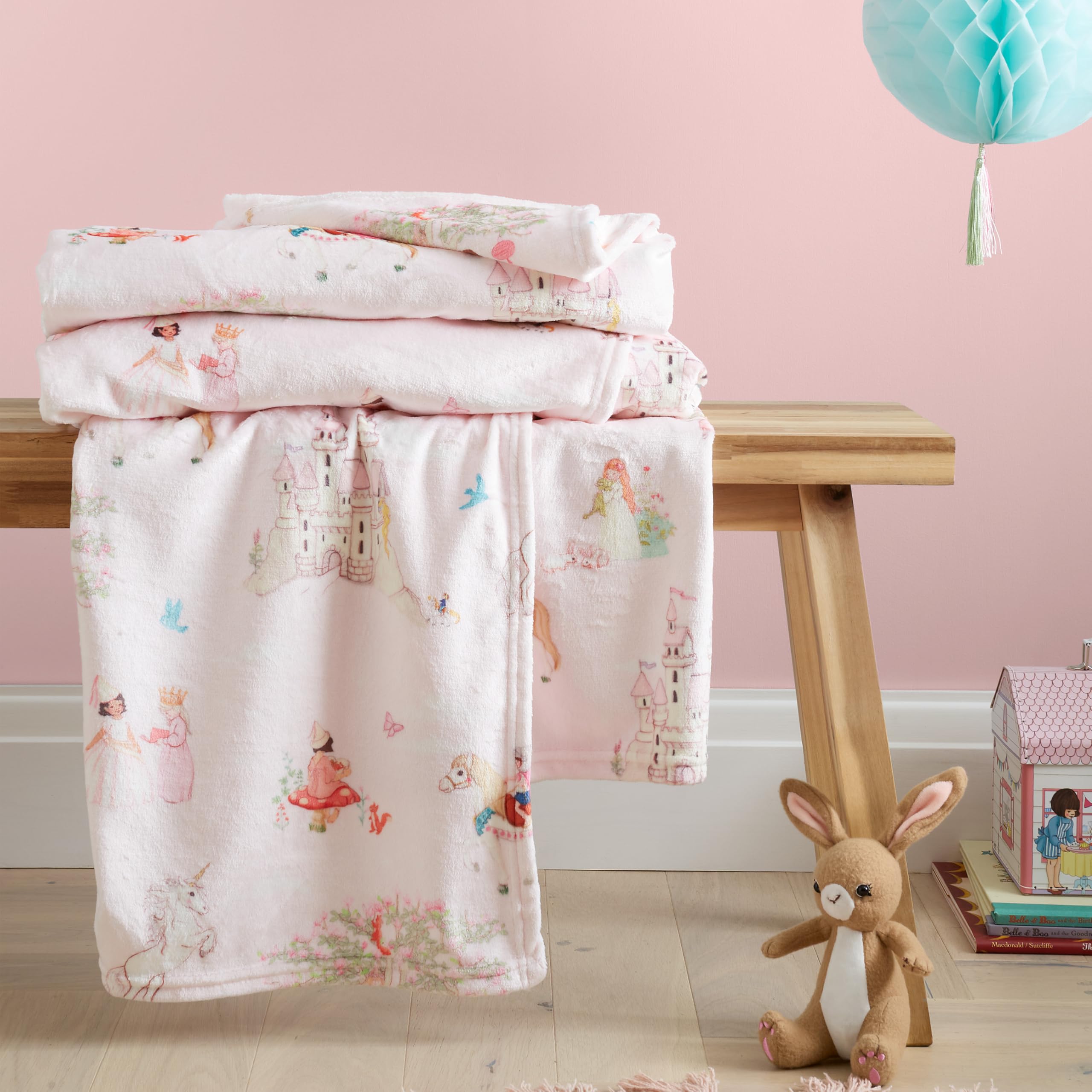 Belle And Boo Pink Fairytale Fleece Throw 150X200cm