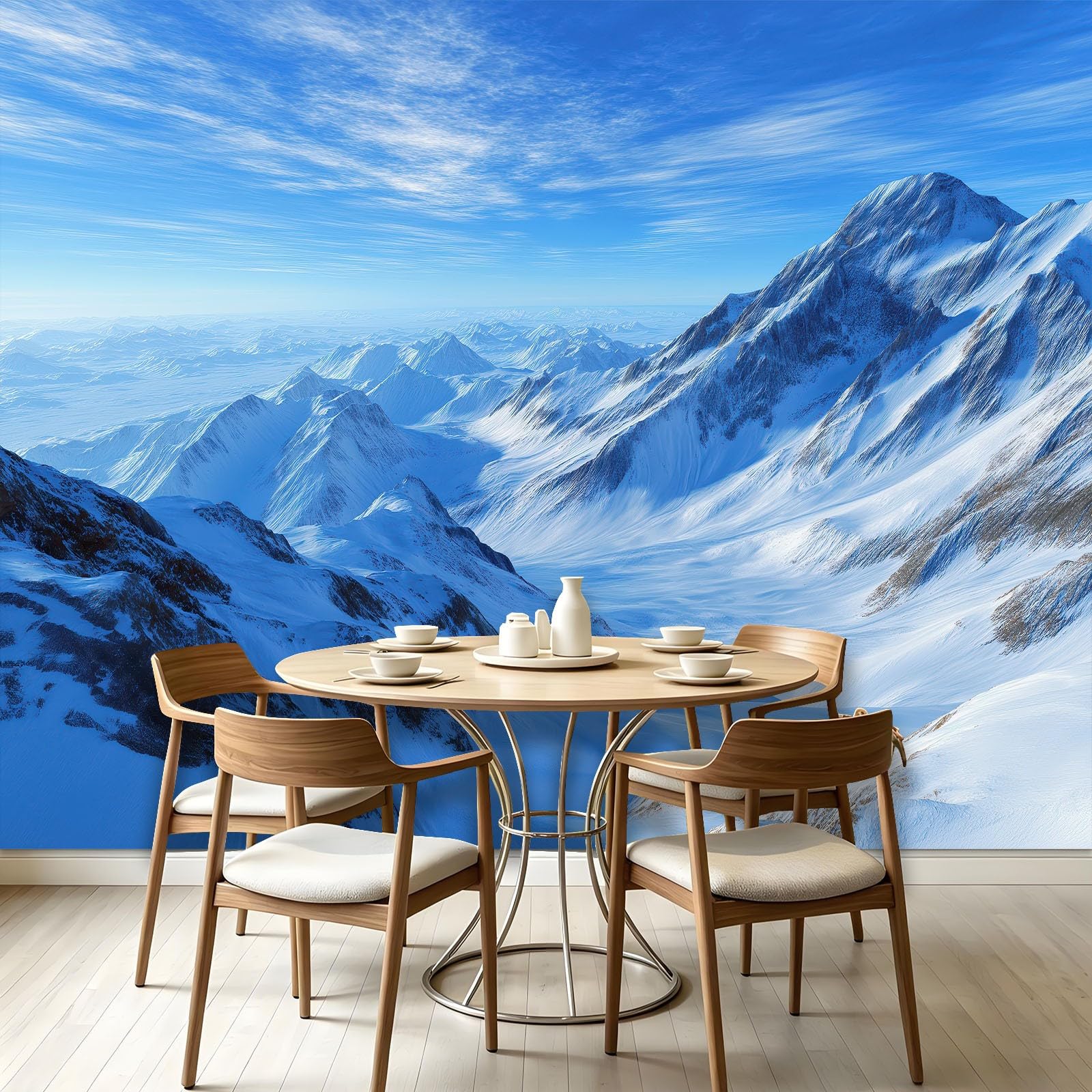Genérico - Papel pintado (200 x 140 cm), diseño de montaña nevada, color verde