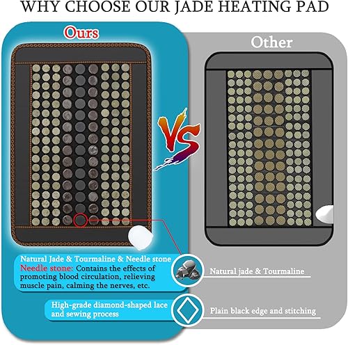 Miniatura 6 de Almohadilla térmica de infrarrojos lejanos, jade natural y 2 almohadillas térmicas de turmalina diferentes, almohadillas térmicas eléctricas para