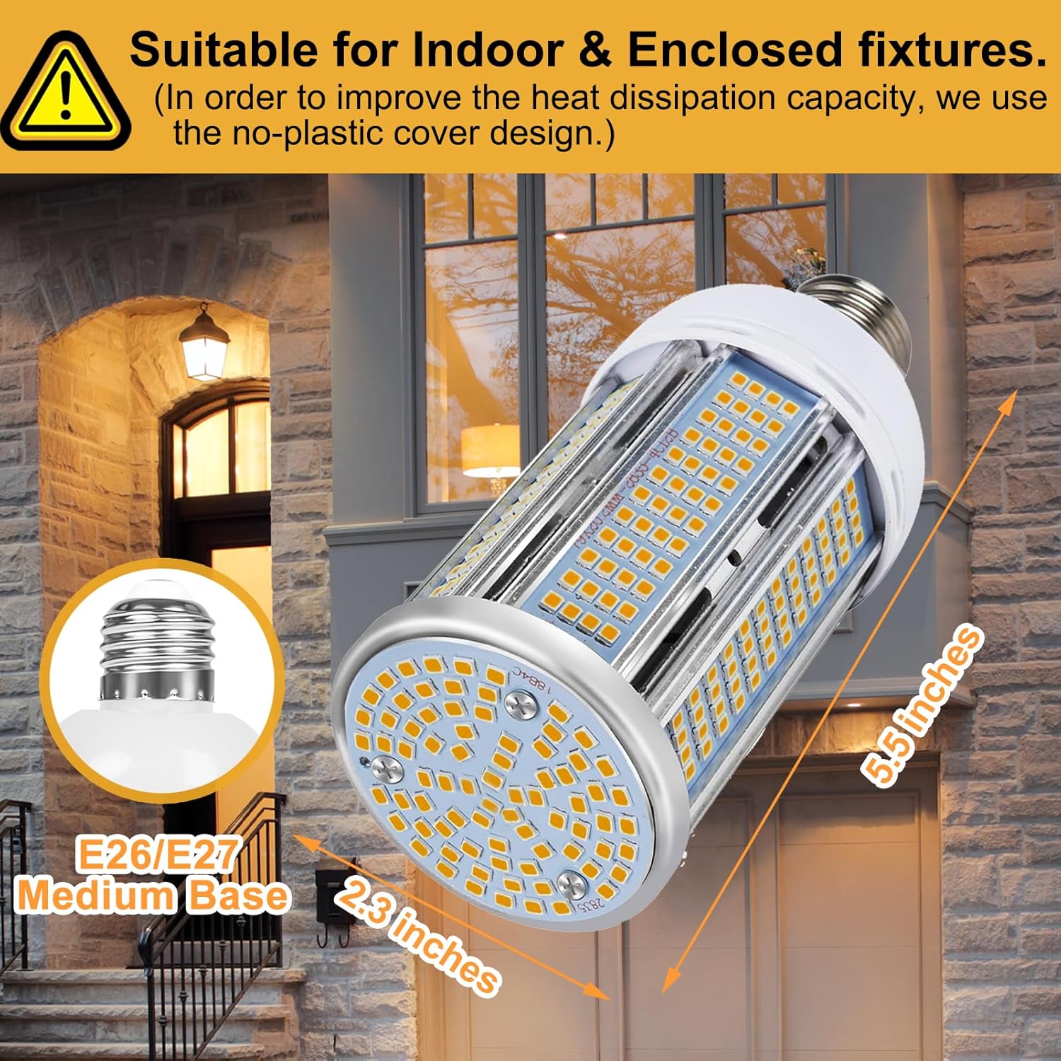 2 Pack 50W LED Corn Light Bulb 6000 Lumen Led Corn Bulb Super Bright 3000K Warm White E26/E27 Base LED Light Bulb for Home Garage Lighting Garage Backyard Office Household