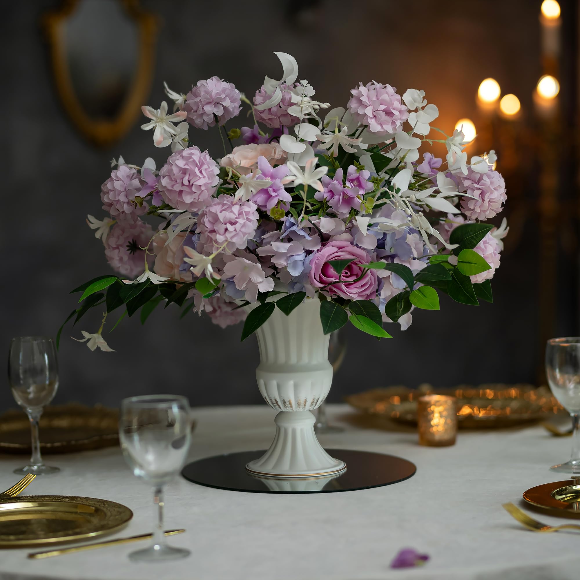 Sziqiqi Piccoli Vasi in Metallo Bianco, 10 Pezzi Vaso per Tromba per Centrotavola di Casa Decorazione, Vasi per Fiori per Cerimonia di Anniversario Matrimoni Ufficio Soggiorno Camera e Cucina, 23cm