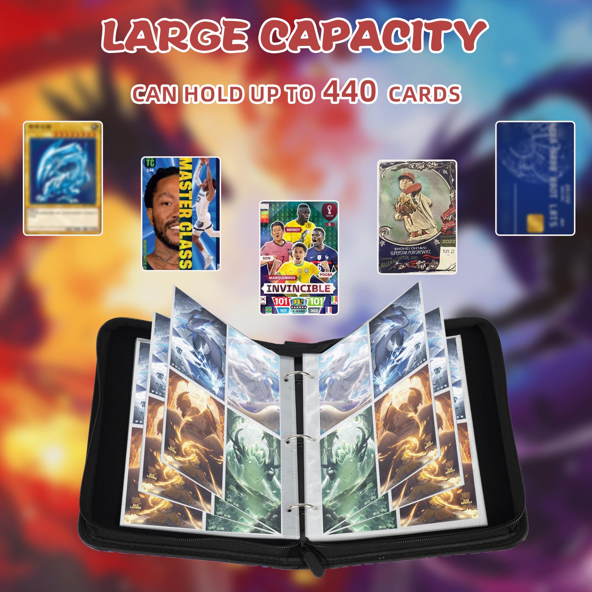 TESUKOITE Trading Card Binder 9 Pockets Card Binder for Kids Holds Up to 990 Cards - Image 2