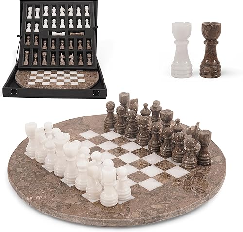 Miniatura 7 de Juego de ajedrez de mármol para adultos, tablero de ajedrez hecho a mano con caja de almacenamiento y 2 reinas adicionales, juego clásico para 2