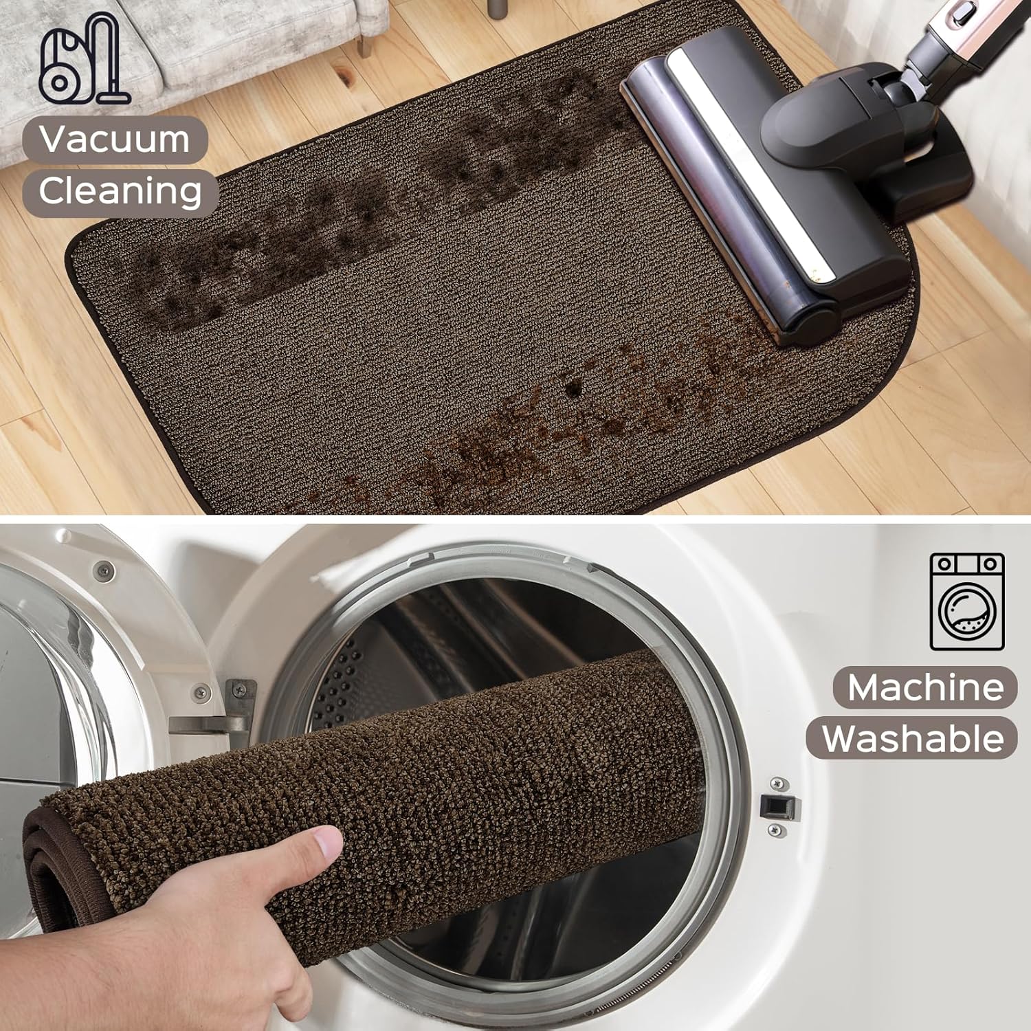 Washable Kitchen Rug 32" x 84" Rectangular, Non Slip Absorbent Indoor Entryway Runner Rug for Floor, Laundry, Bathroom, Bedroom (Roll Packing)