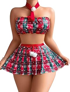 لانجرى كريسماس قطعتين سكيرت وتوب مع رابطه للرقبه