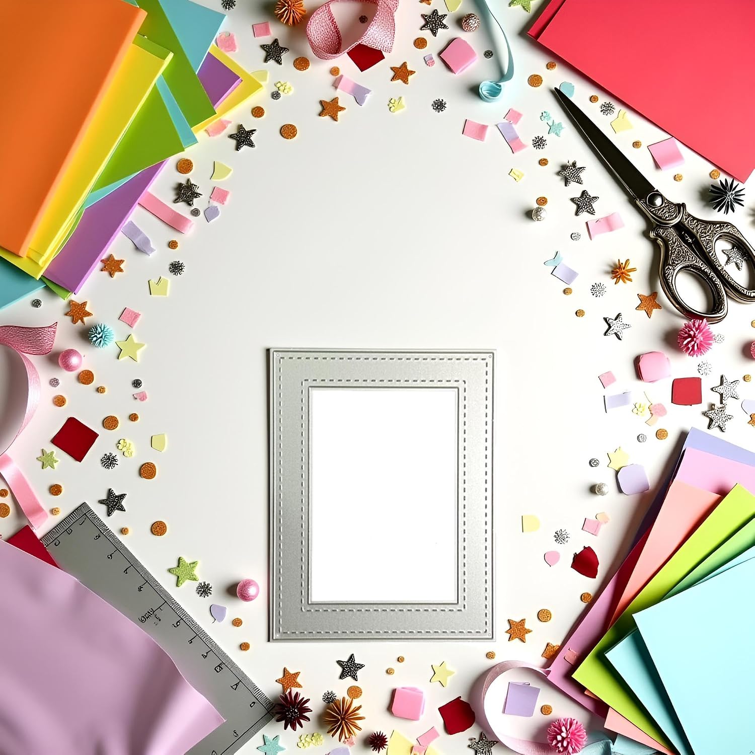 Rectangle Frame Die Cut for Card Making, Scrapbooking Die-Cuts,Frame Metal Cutting Dies Congratulations Die Cuts Birthday Embossing Stencils Template for DIY Scrap-Booking Decor Wedding Blessing Card