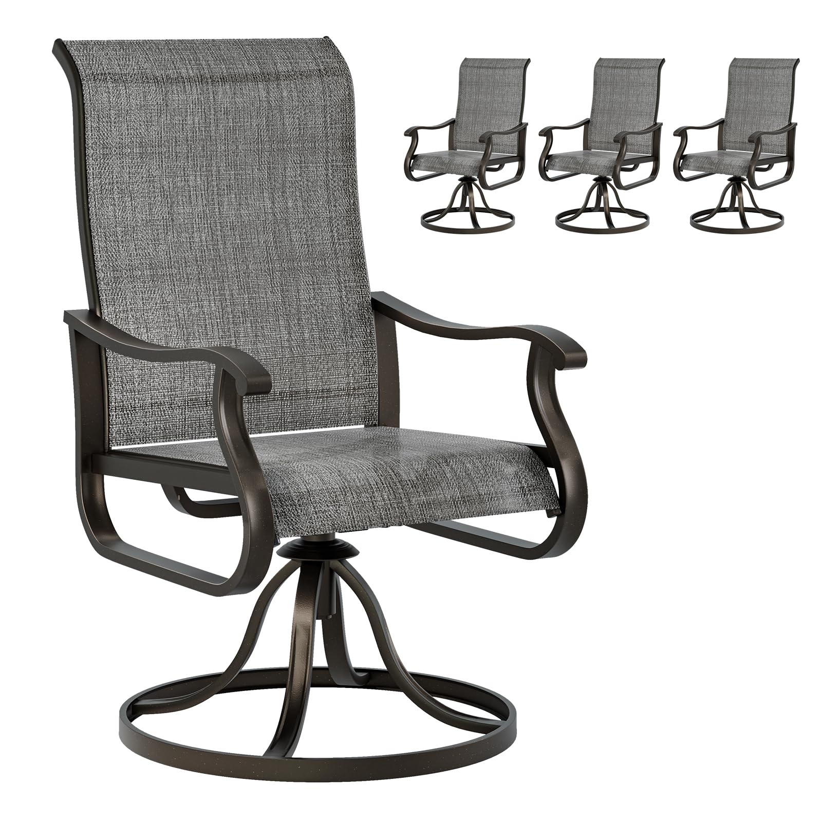 UDPATIO Patio Swivel Dining Chairs Set of 4, Outdoor Swivel Chairs High Back with All Weather Textilene Metal Rocking Frame for Lawn Garden Backyard,