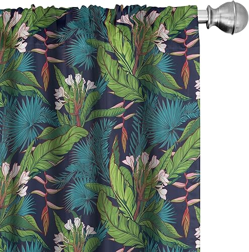 Miniatura 46 de Ambesonne - Cortinas de ventana de los 90, tema de los 90 con dispositivos de casa de estilo antiguo, patines en línea, zapatos de baile divertidos,