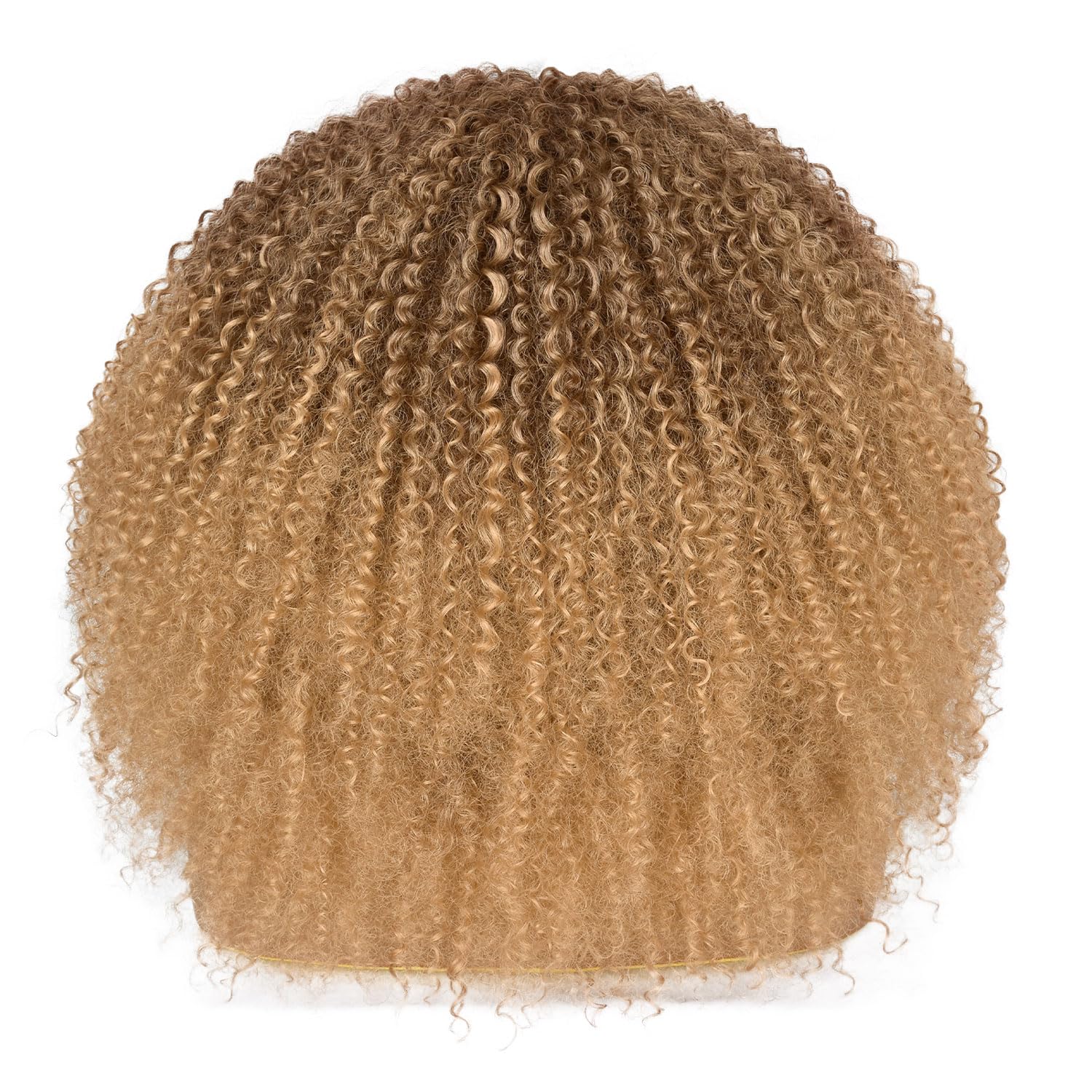 Lizzy Curly Afro Wigs for Black Women 18 Inches Afro Bomb Curly Wig with Bangs Synthetic Fiber Glueless Long Kinky Curly Hair Wigs for Daily Party (Ombre Blonde) - Image 4