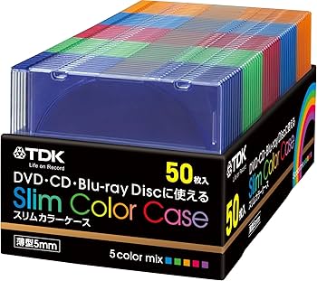 TDK スリムカラ―ケース 50枚入 5色ミックス Amazon | TDK DVD/CD用 5mmスリムカラーケース 5色カラーミックス 50枚