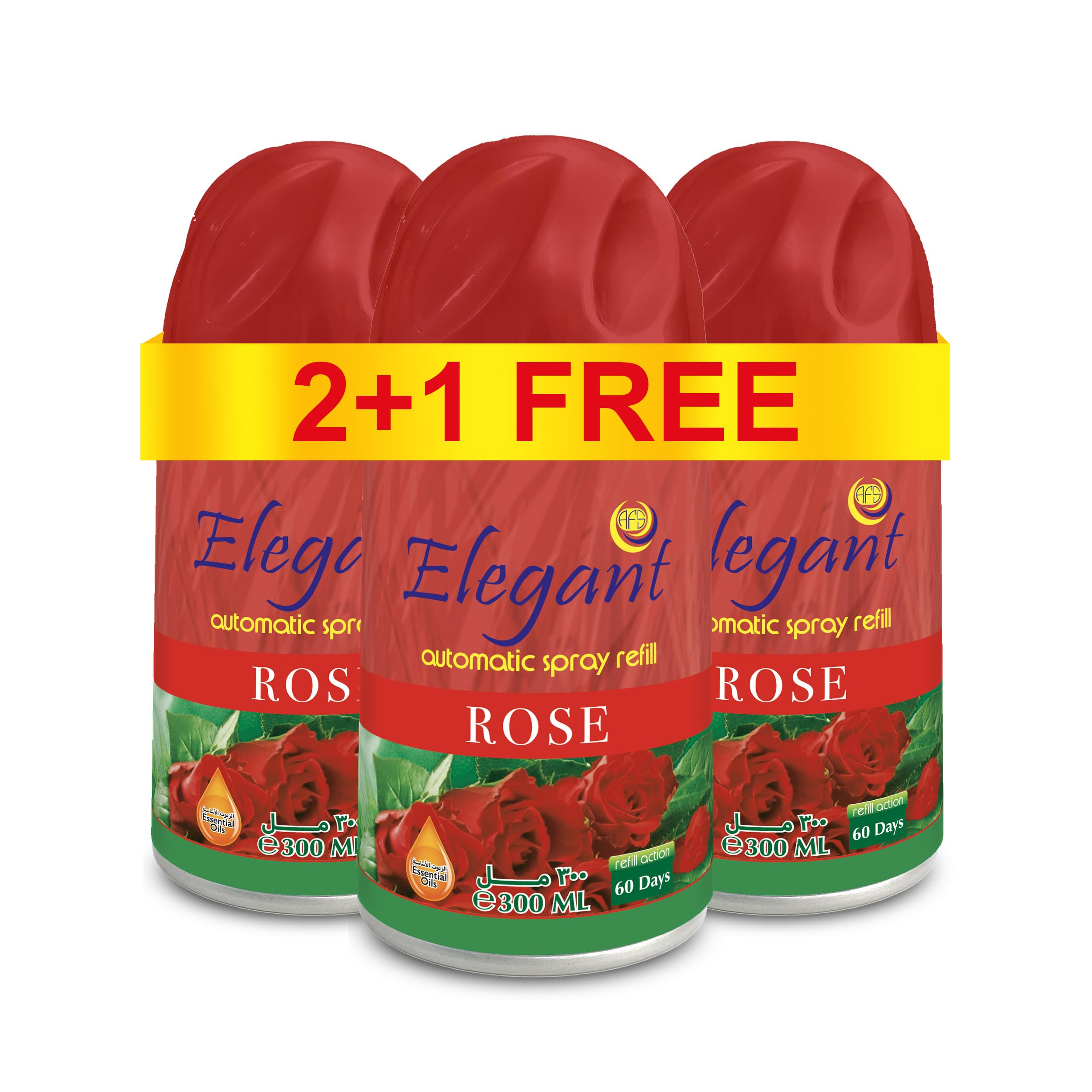 Elegant Automatic Spray REFILL – ROSE – 300ML – Pack of 3, Triple Pack (300ML x 3 Pcs) – Air Freshener REFILL for Home And Bathroom, Made With ESSENTIAL OILS
