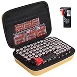 Battery Organizer Storage Case with Tester for AA AAA Button Battery Holder Carrying 3 Batteries Variety Pack 88 Batteries Zipper Mesh Bag (Batteries Not Included) (gold)