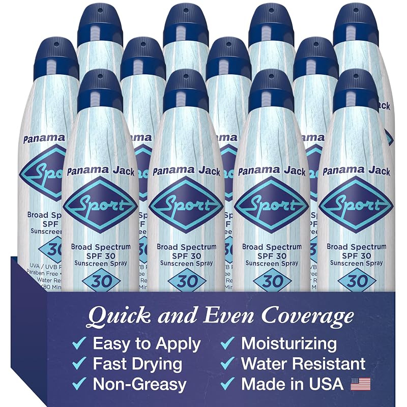 Protetor solar corporal em spray Panama Jack Sport FPS 30, 12 unidades de 155 g