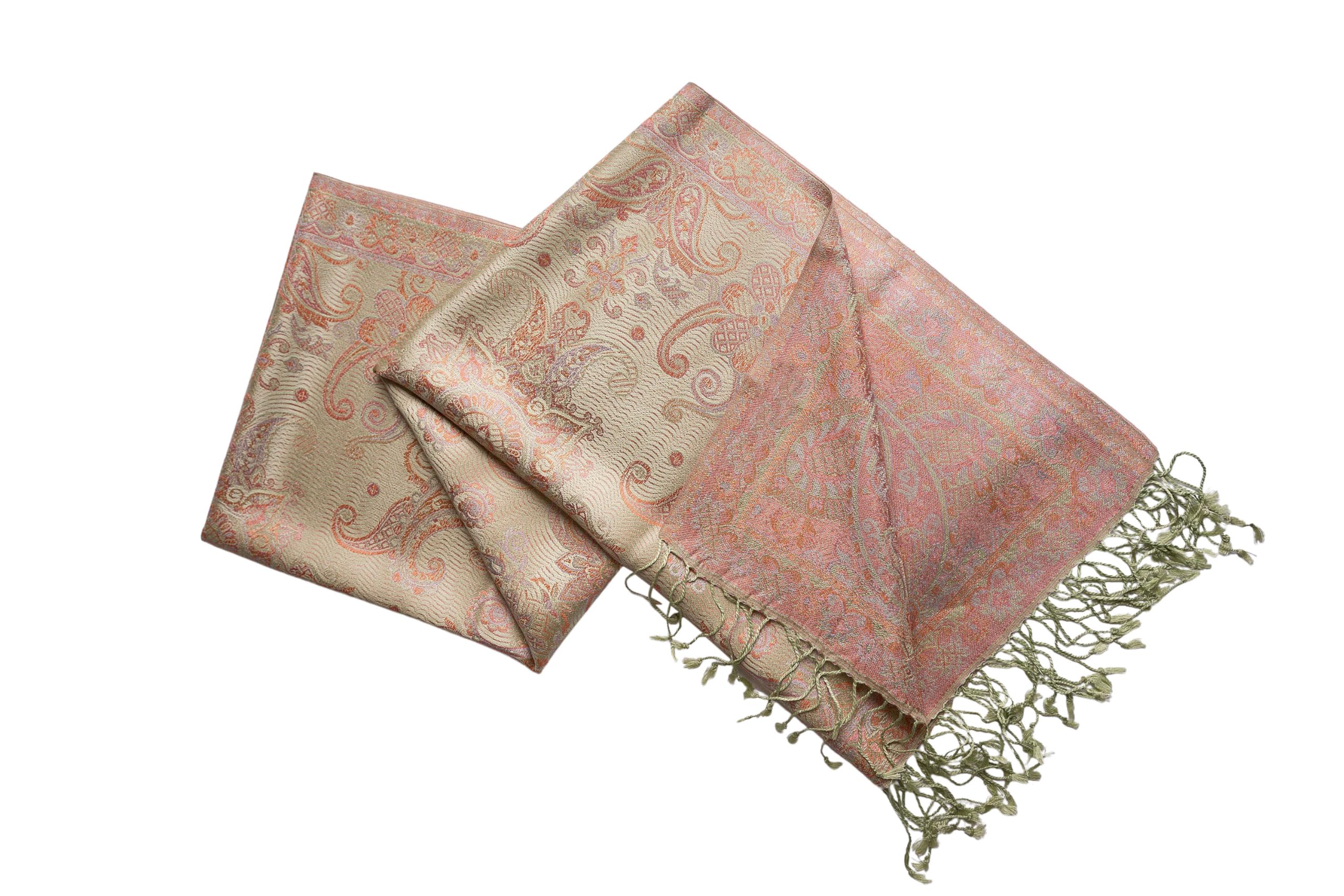 Sciarpa di seta Paisley oro metallizzato e rosa, sciarpa leggera, sciarpa da sposa, sciarpa da donna, regalo per lei, sciarpa da spalla, sciarpa estiva, sciarpa primaverile, Giallo e