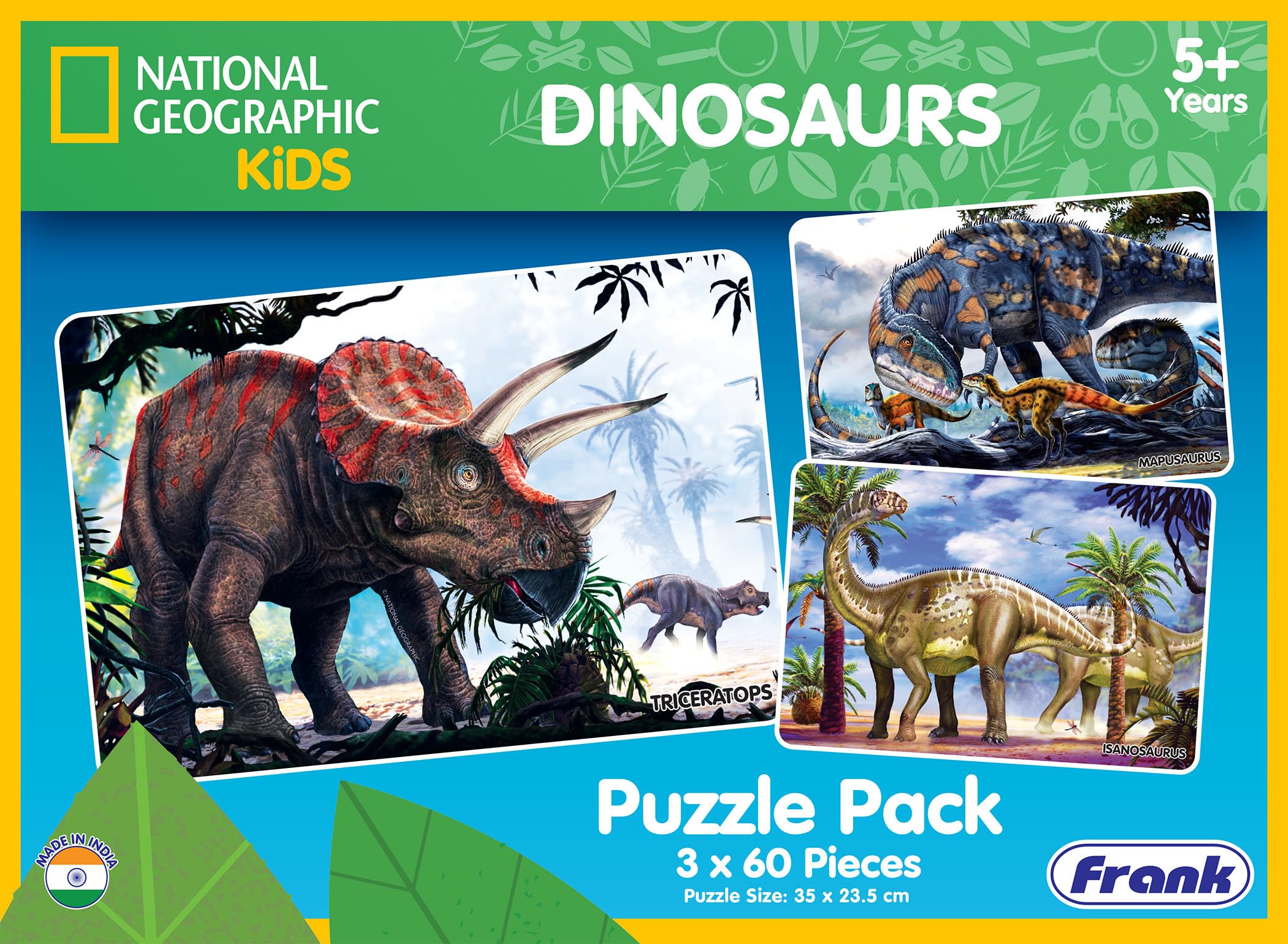Frank National Geographic Dinosaurs Puzzle Pack 3 x 60-Piece Puzzles for Kids 5+ Years - Fun and Challenging with Realistic Illustrations – Puzzles for Focus, Memory, and Mental Boost - 40503 (B0DCK4CK3S) Amazon Price History, Amazon Price Tracker