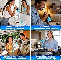 Vista 8 de Flosser dental de agua para dientes: limpieza y hilo dental con 3 modos de 30 a 100 psi, Ipx7 impermeable portátil recargable irrigador oral