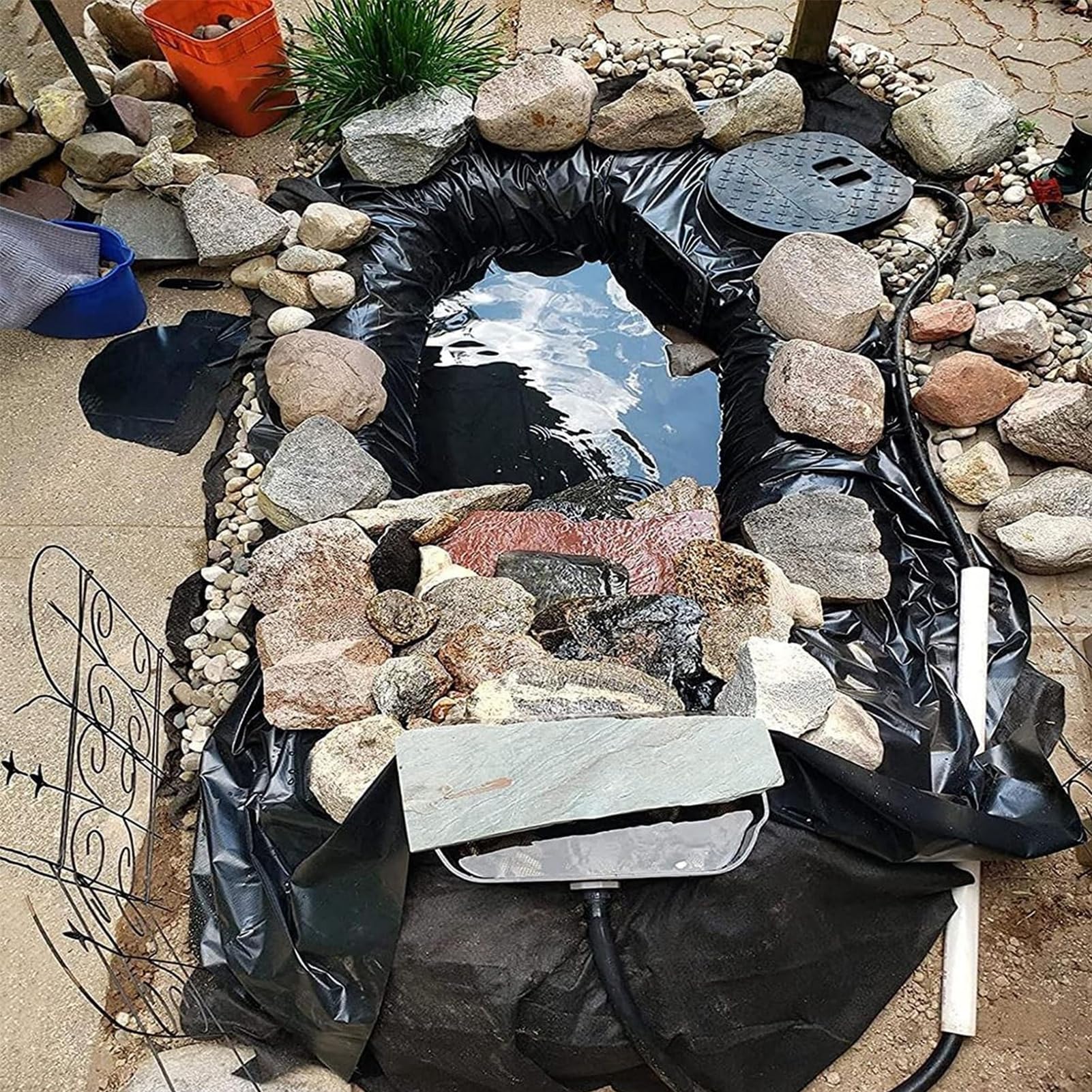 Fodera impermeabile per laghetto da esterno, per piscine, fontane, cascate e giardini acquatici, kit durevole per stagni per spazi acquatici migliorati