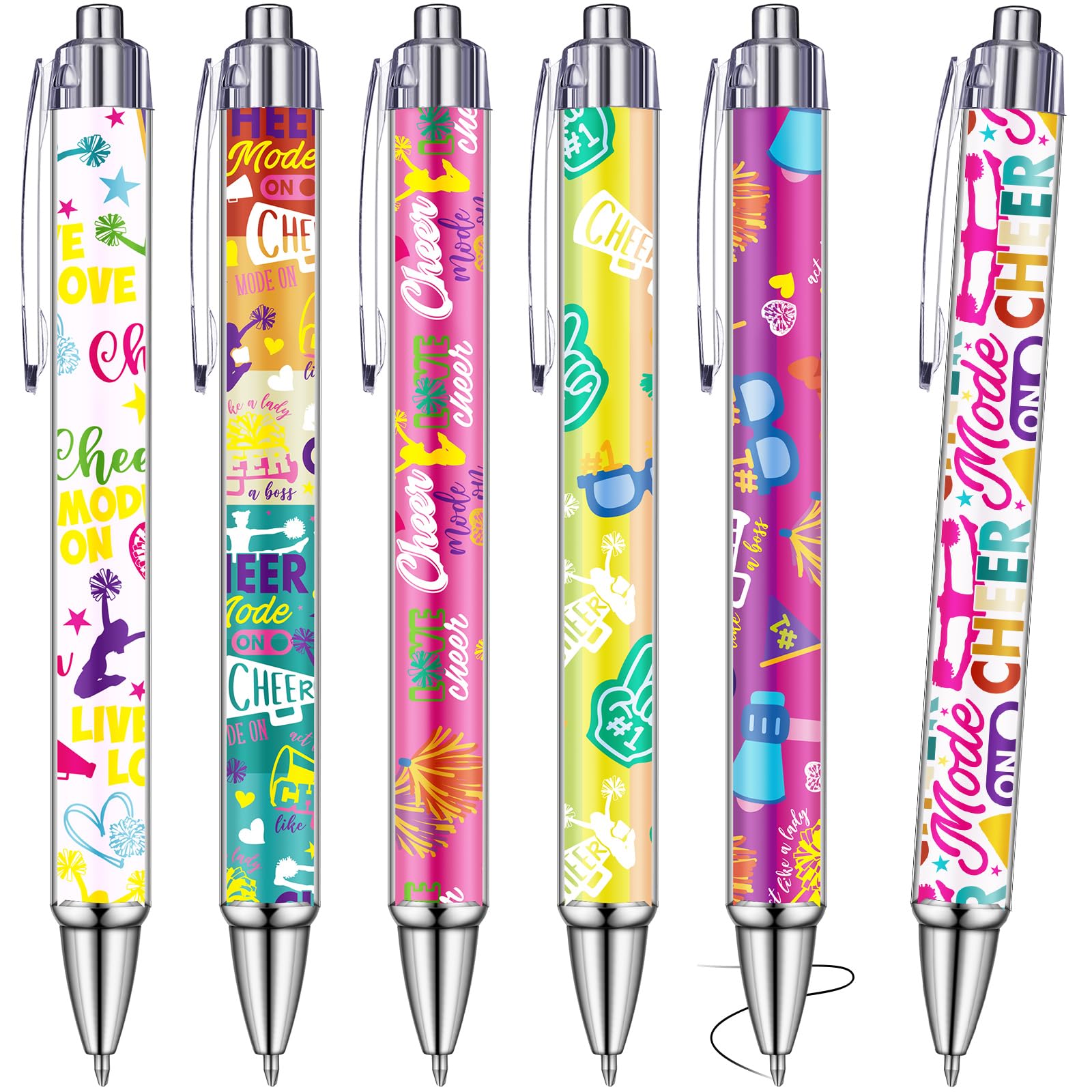 Weekgrat 48 Pcs Cheerleader Ballpoint Pens Cheerleader Gifts Black Ink Retractable Ballpoint Pens for Gifts Party Supplies Favors Accessories in Bulk
