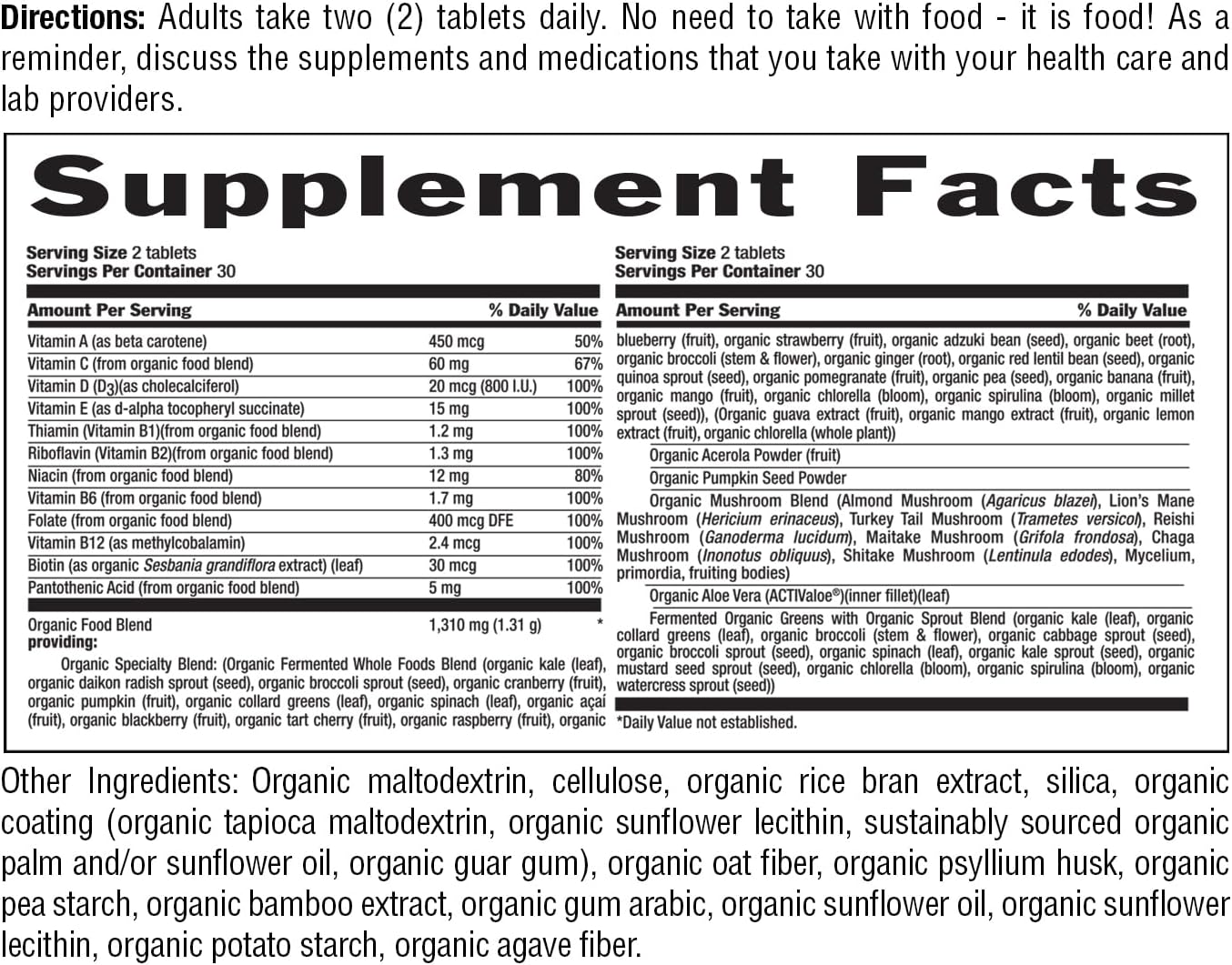Country Life RealFood Organics for Men – 60 Tablets | 1,300mg Organic Fermented Whole Foods, 7-Mushroom Superfood & Aloe – Certified Gluten-Free, Vegan & USDA Organic Multivitamin - Image 6