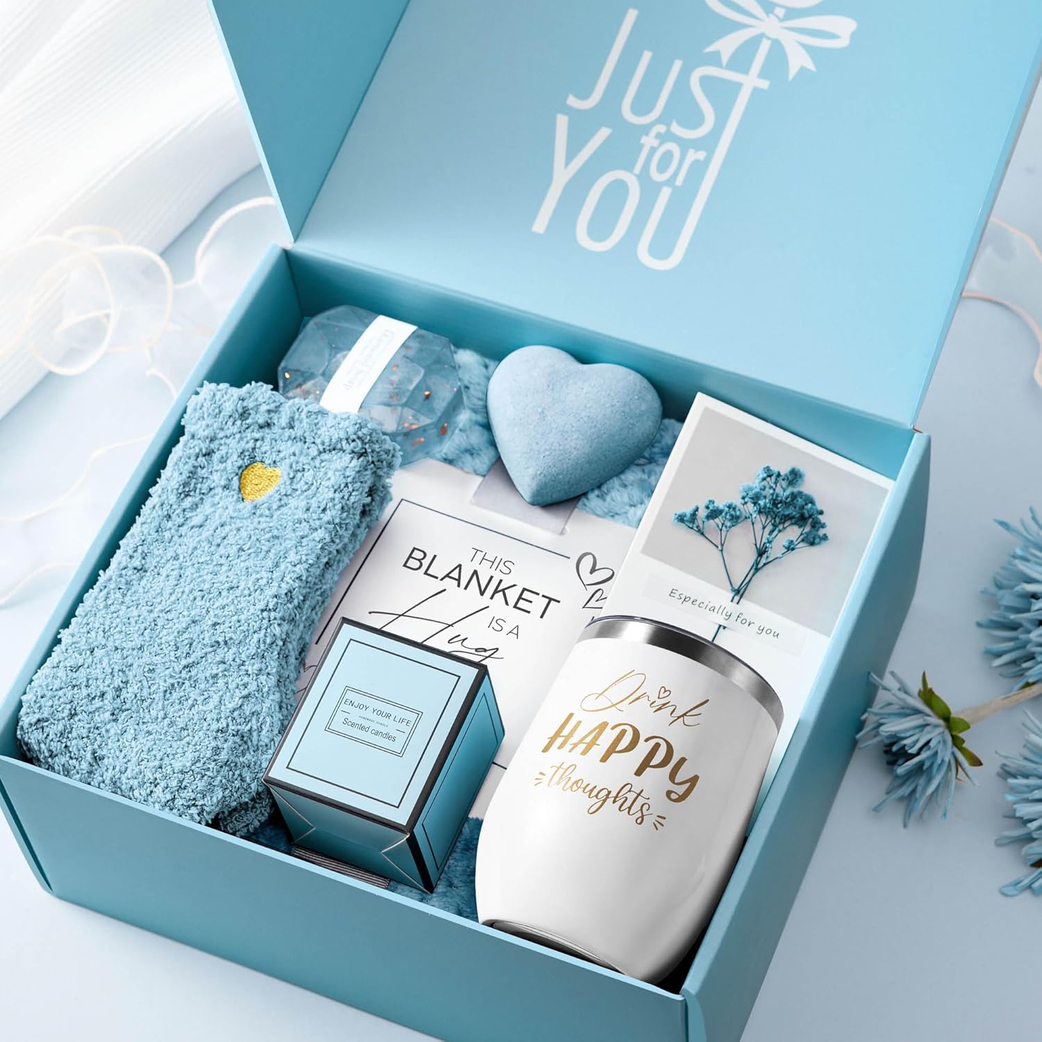 Self Care Get Well Soon Gifts for Women, Luxury Ocean Spa Gift Basket with Flannel Blanket - Unique Birthday Christmas Mother's Valentines Day Gifts for Mom Wife Girlfriend Best Friend Sister Her - Image 2