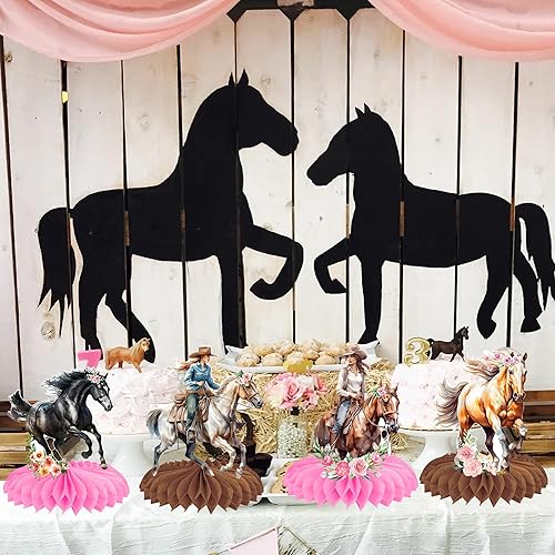 Miniatura 6 de Centros de mesa de panal de abeja de vaquera, centros de mesa 3D de doble cara para mesas, suministros de fiesta de cumpleaños de vaquera occidental