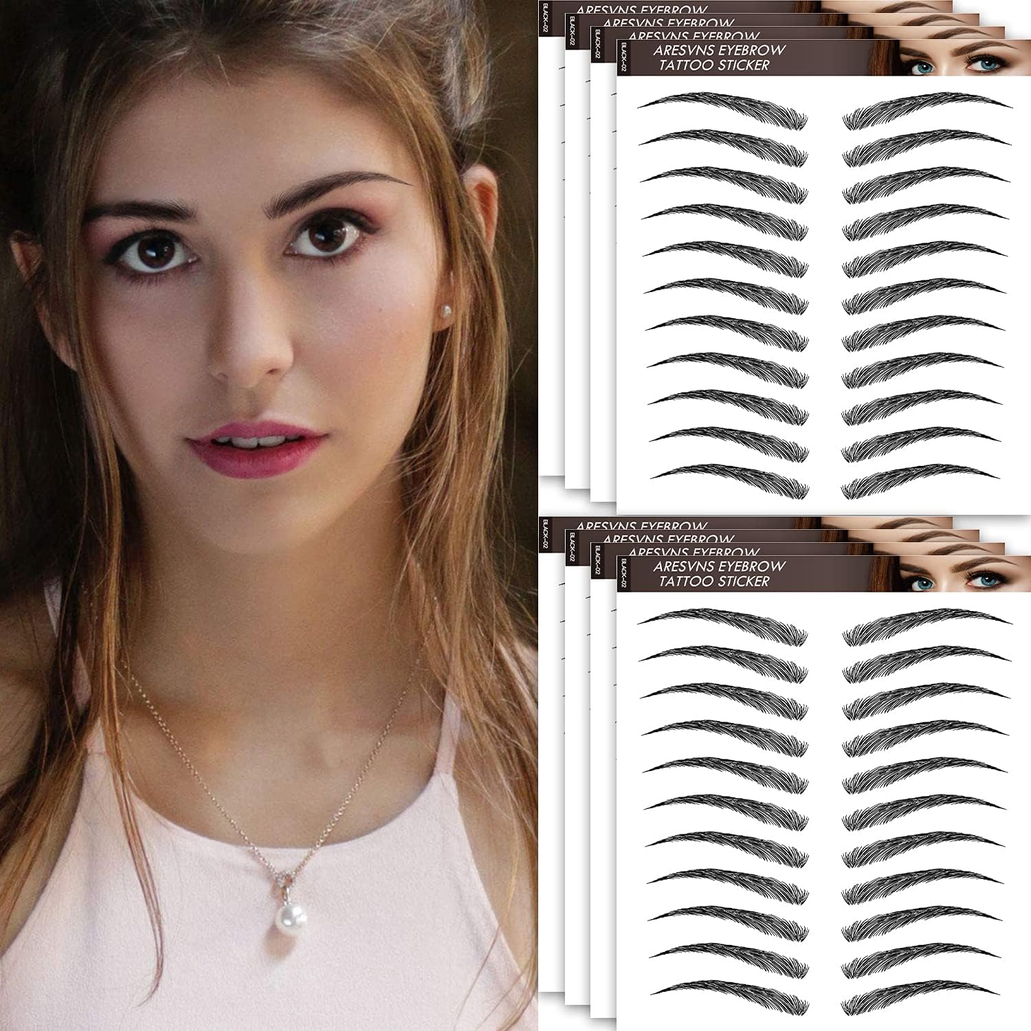 Eyebrow Tattoo 88 Pairs! Newly Improved 4D Tattoo Eyebrow,Popular Black Fake Eyebrows,Realistic Eyebrow Transfers Sticker,Suitable Sizes,Waterproof and Long-Lasting 3-5 Days Christmas Gift