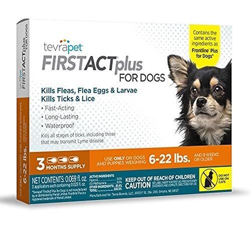 FirstAct Plus Flea Treatment for Dogs, Small Dogs 6-22 lbs,