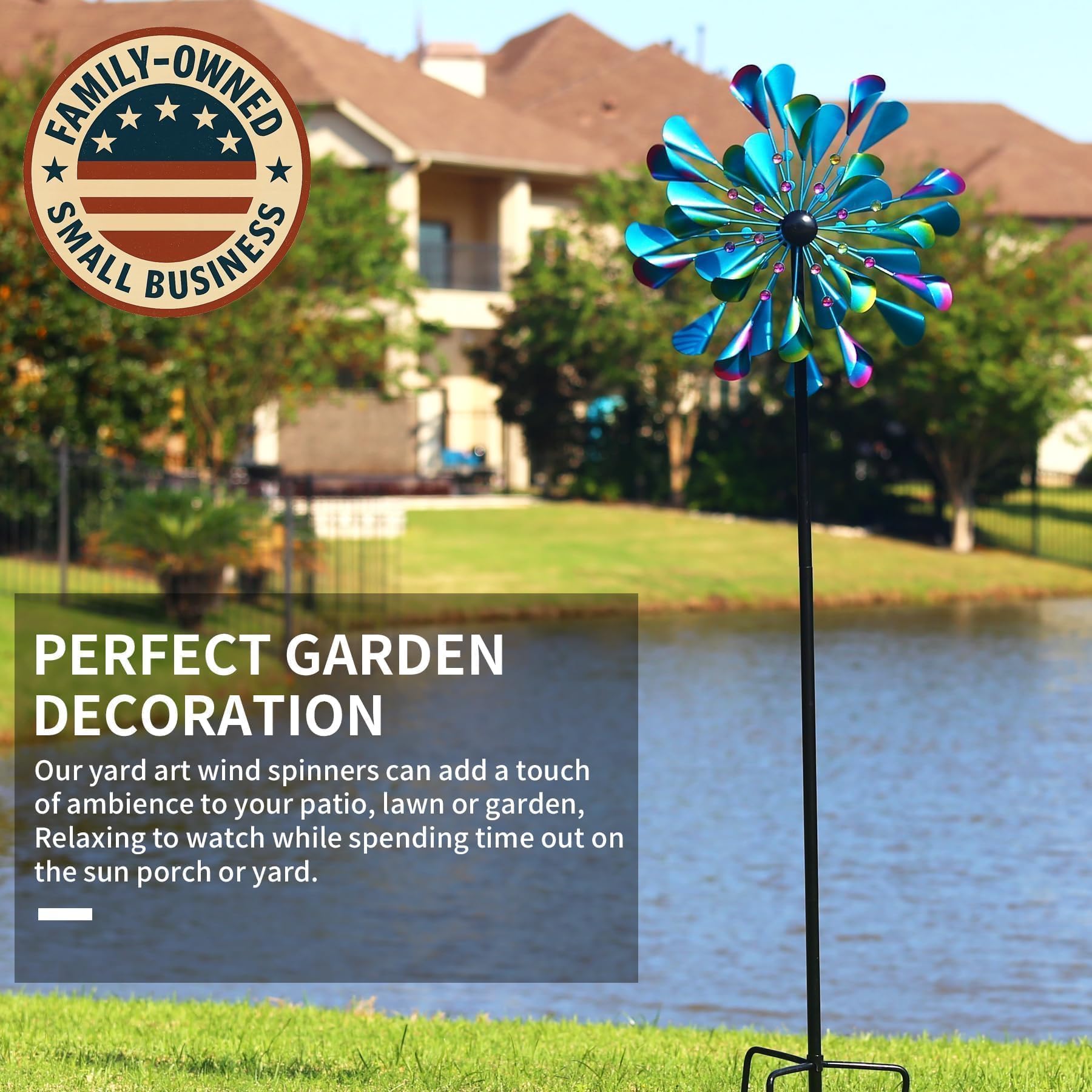 DECOROCA Kinetic Wind Spinners Outdoor - Large Metal Wind Sculptures — Amazon image 2