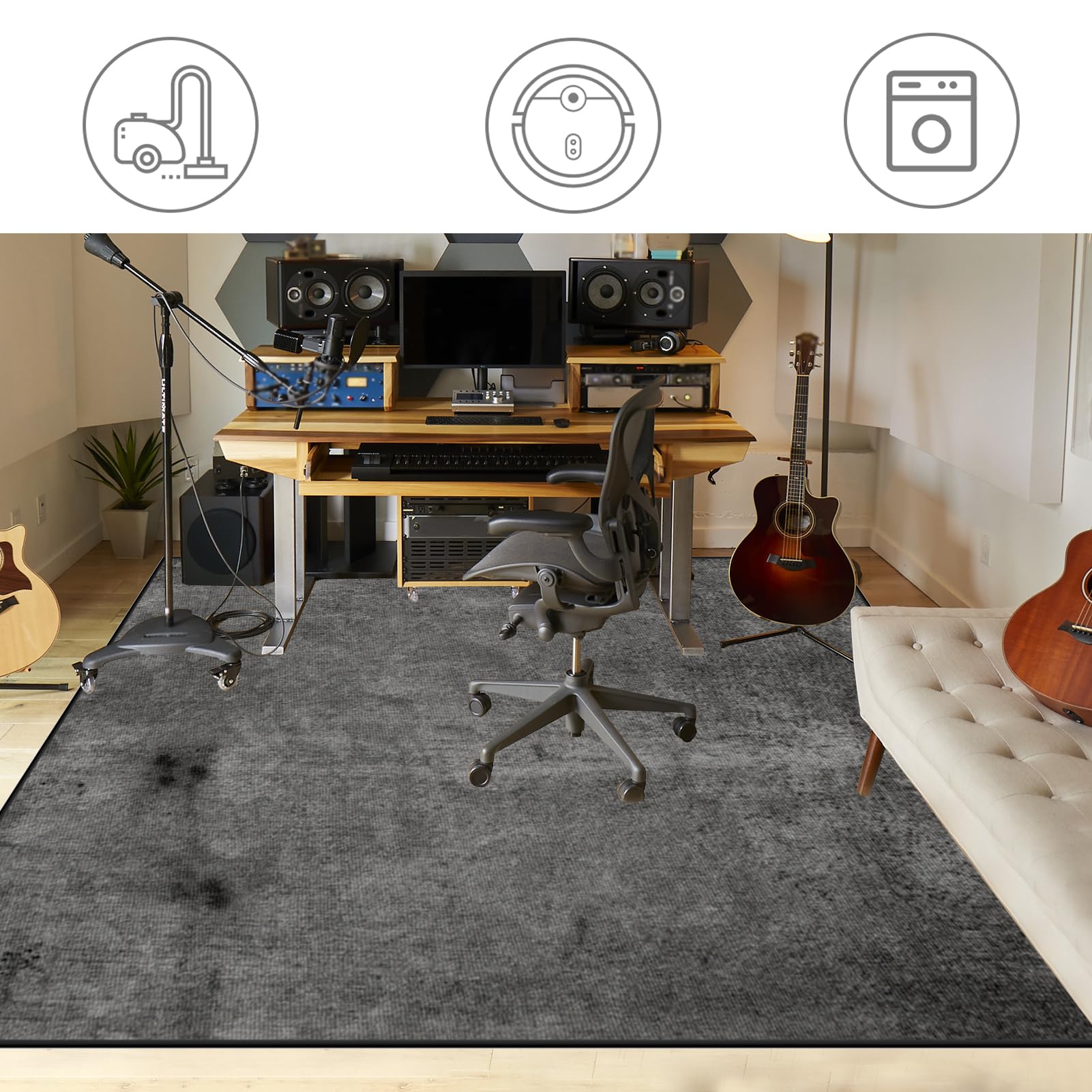 210 x 180 cm Tappetino per Batteria Acustica, Tappeto per Batteria Insonorizzato, Tappeto Professionale per Batteria e Strumenti a Percussione Elettronici per Grancassa Rullante e Altri Strumenti