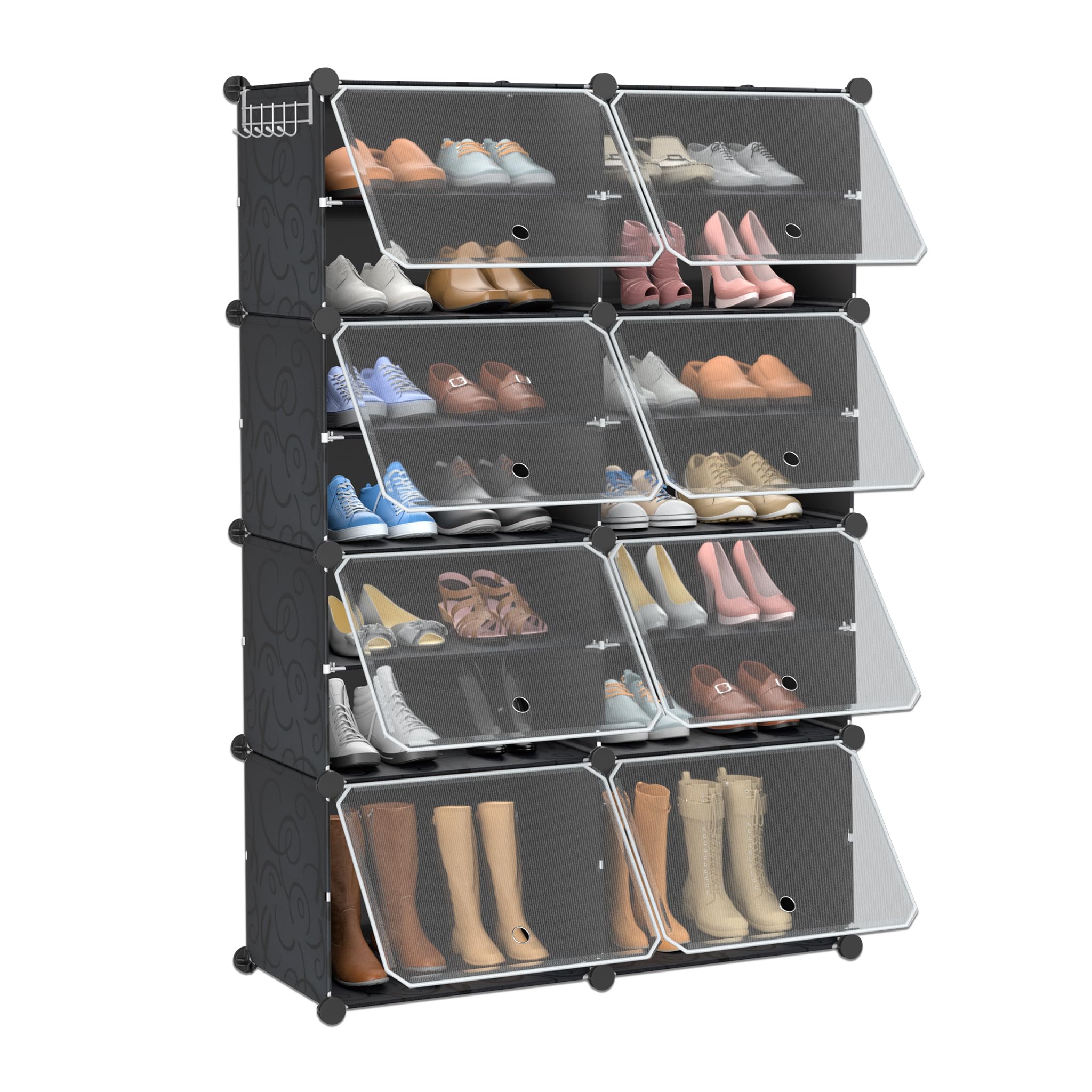 Froadp Lot De 20 Range-Chaussures Réglables Antidérapant Double Couche - Rangement Chaussures Noir