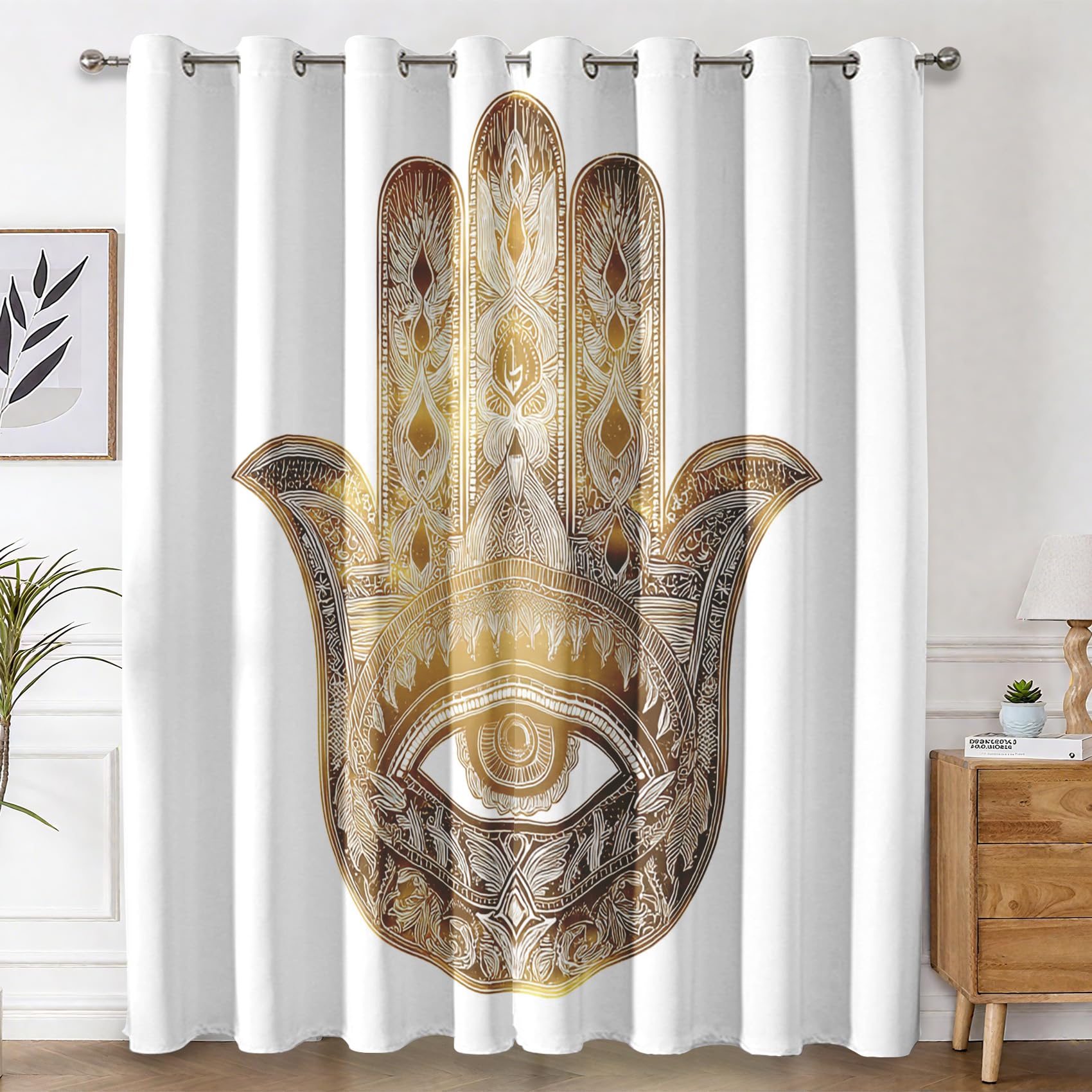 Rideau occultant Main de Hamsa x2 drapés thermiques 75x166cm