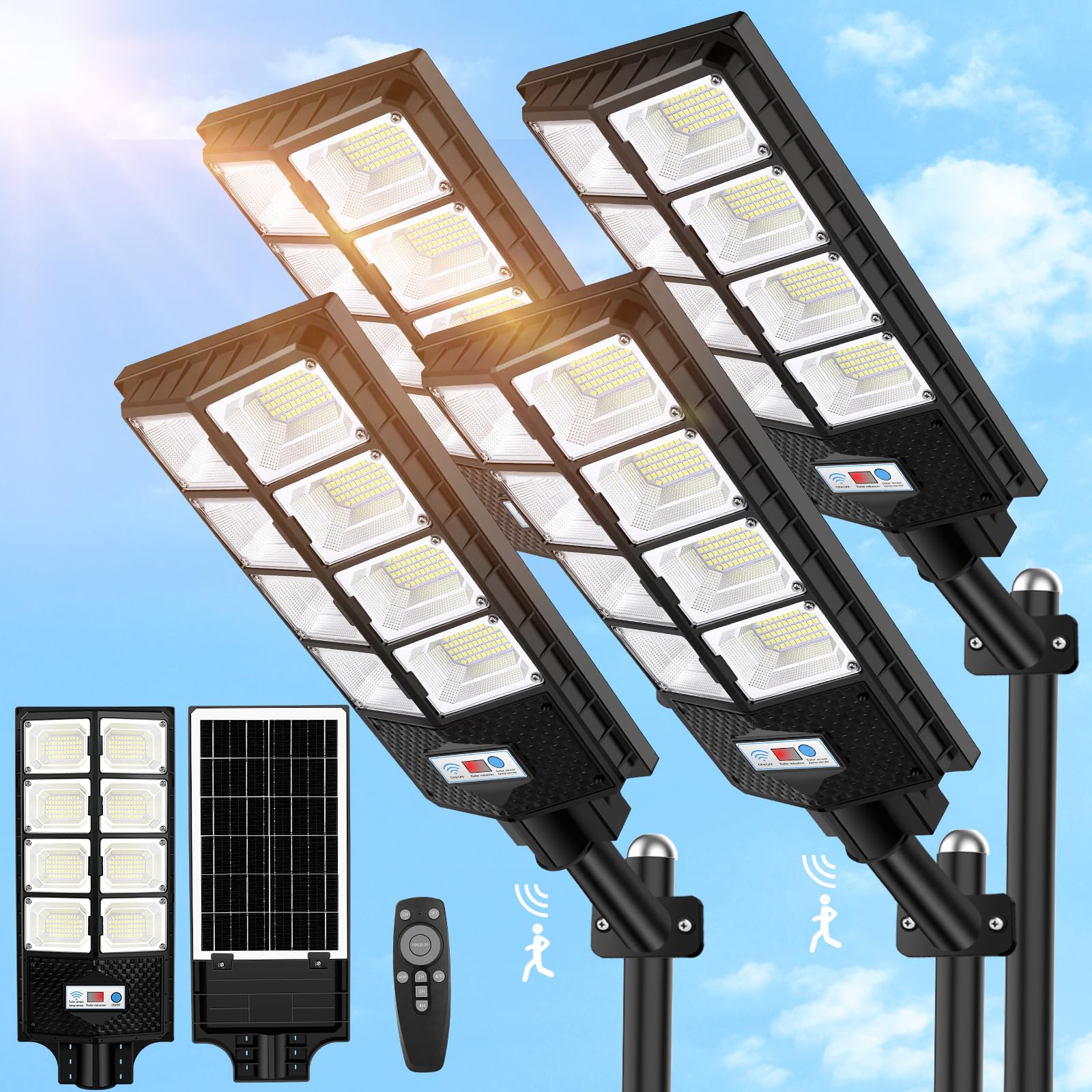 FOWSEEK Solar Street Lights Outdoor - High Lumen Waterproof Flood Lights With Motion Sensor (IP65), Dusk To Dawn Lighting For Yard, Path, Garden - View #4