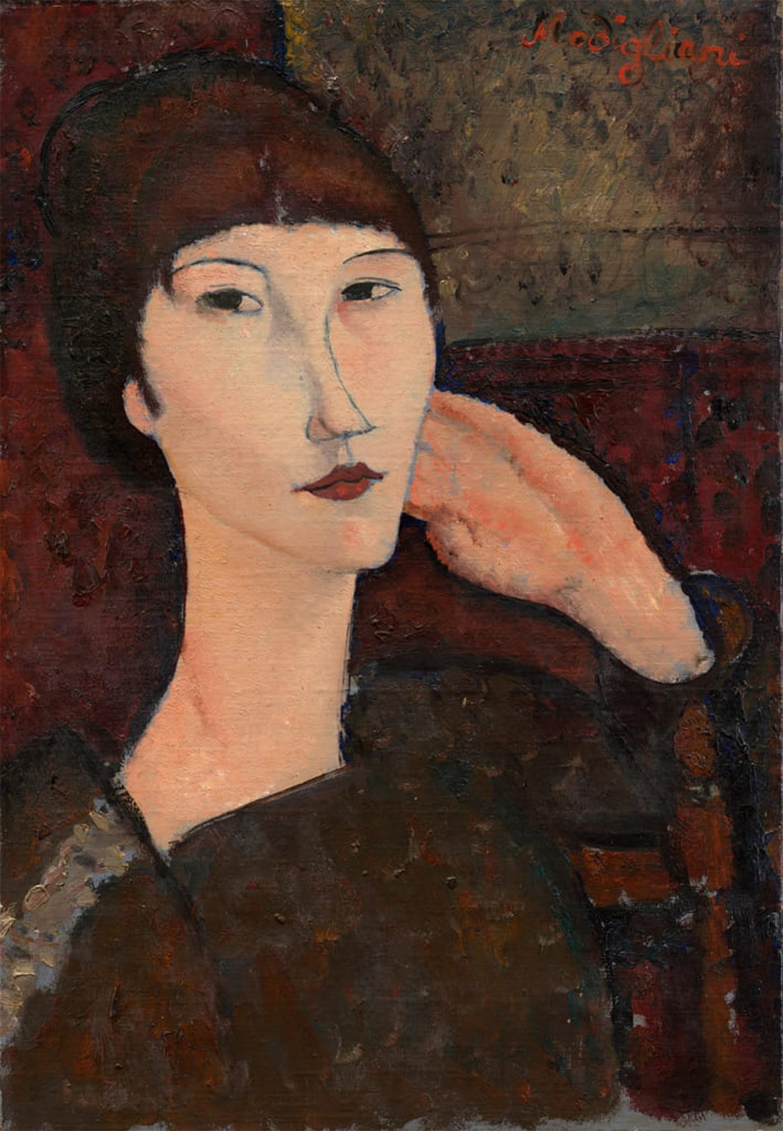 ARTXLXXBN Famous Art Print Poster Vintage Wall Art Woman with Bangs by Amedeo Modigliani Canvas Art Poster for Home Decor 60x90cm