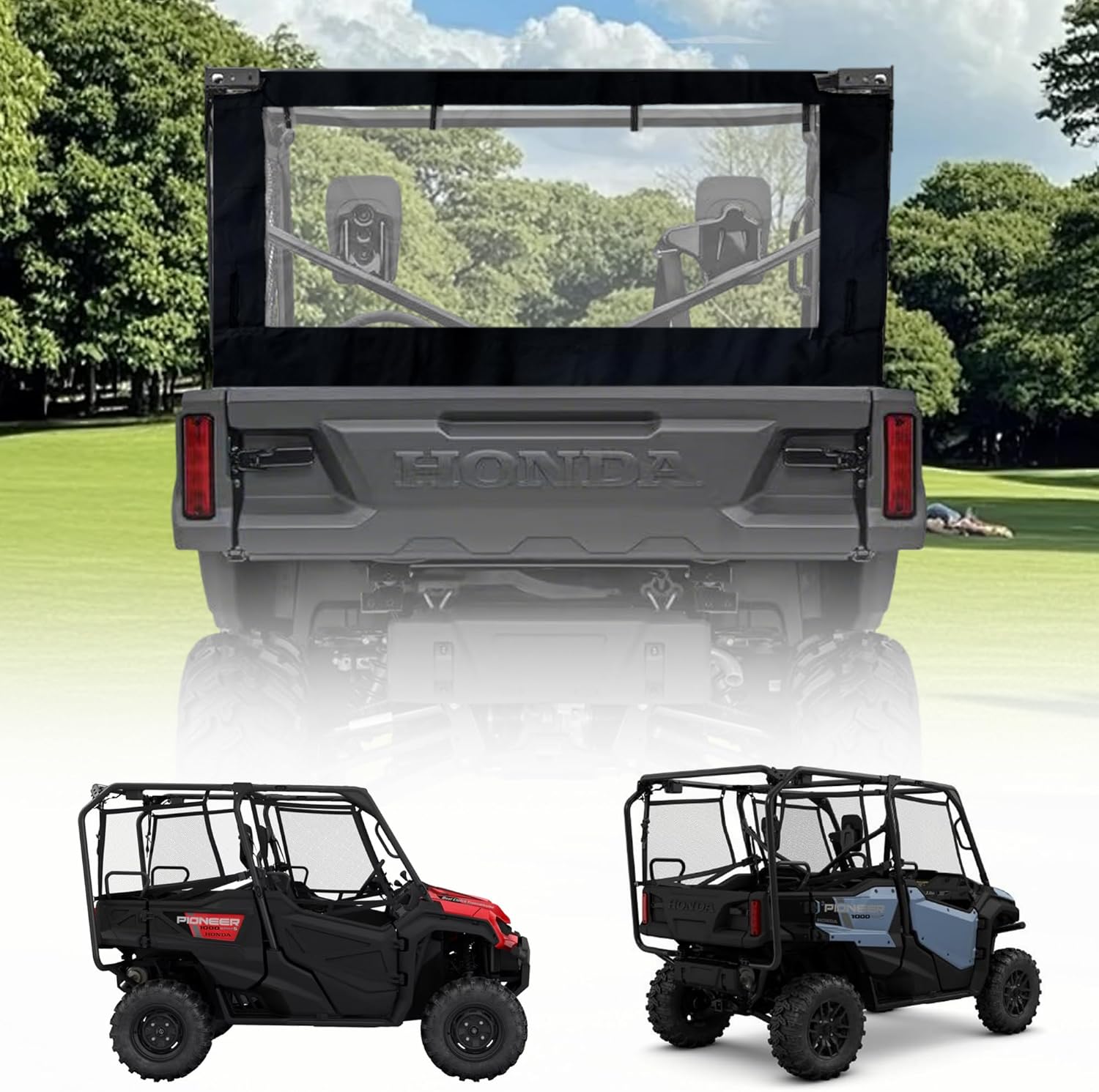 QYMOTO Pioneer 1000-5 Soft Rear Window,Mid Dust Panel Middle Panel Compatible with Pioneer 1000-5 2016-2025,Stop Wind, Rain Dust and Debris from Back Easy Installation