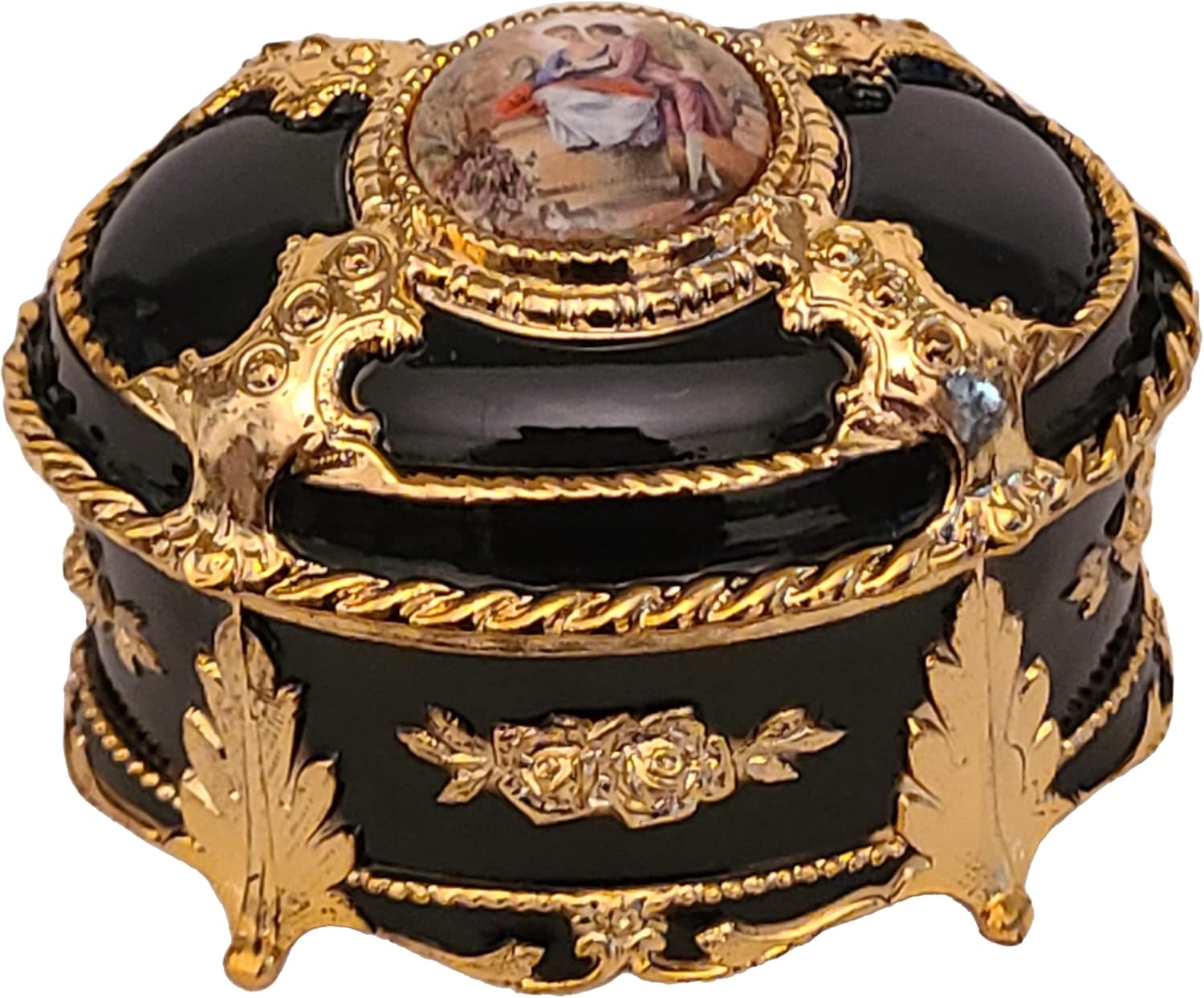 Splendid Black Decorative Oval Music Box/Jewelry Box Playing Bolero