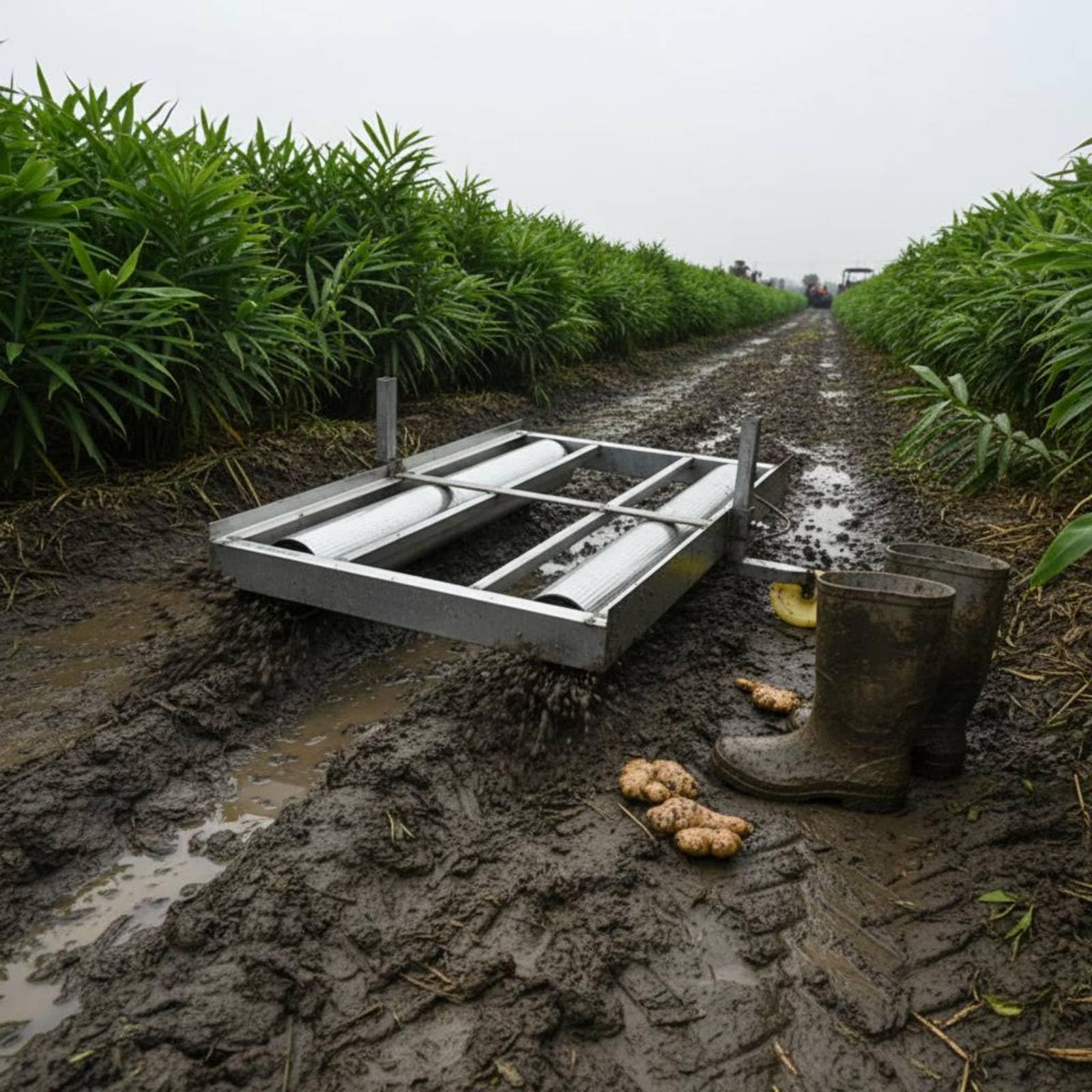 rockible Carrello Trasporto Tubero Uso su File Carretto Trainabile Ruote Antiforatura Attrezzatura Agricola