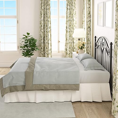 Miniatura 4 de Elephance Base de cama de metal tamaño Queen con cabecera vintage, plataforma de almacenamiento de 11 pulgadas, no necesita somier, fácil montaje,