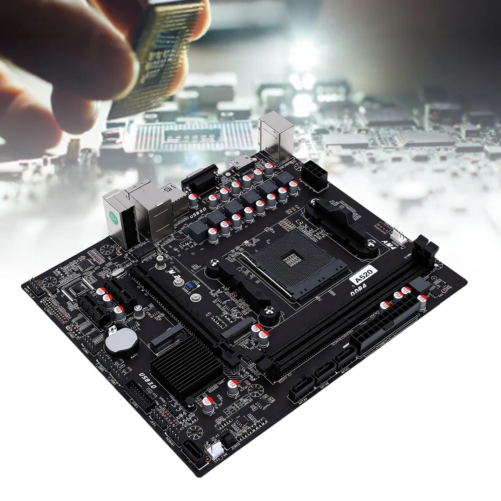 Scheda Madre Micro ATX, Supporto per Processori Ryzen di Terza, Quarta e Quinta Generazione, 128GB DDR4 3200MHz, for Computer Desktop | DDR4 Dual Channel, Slot SSD M.2 NVMe, PCIe X16, LAN Gigabit e 3.0