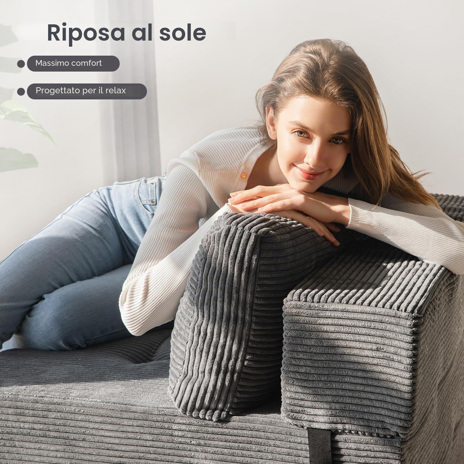 MAXYOYO Divano pieghevole con funzione di sonno, divano letto convertibile con schiuma di supporto ad alta densità, sedia pieghevole portatile 4 in 1 che si trasforma in un lettino da pavimento
