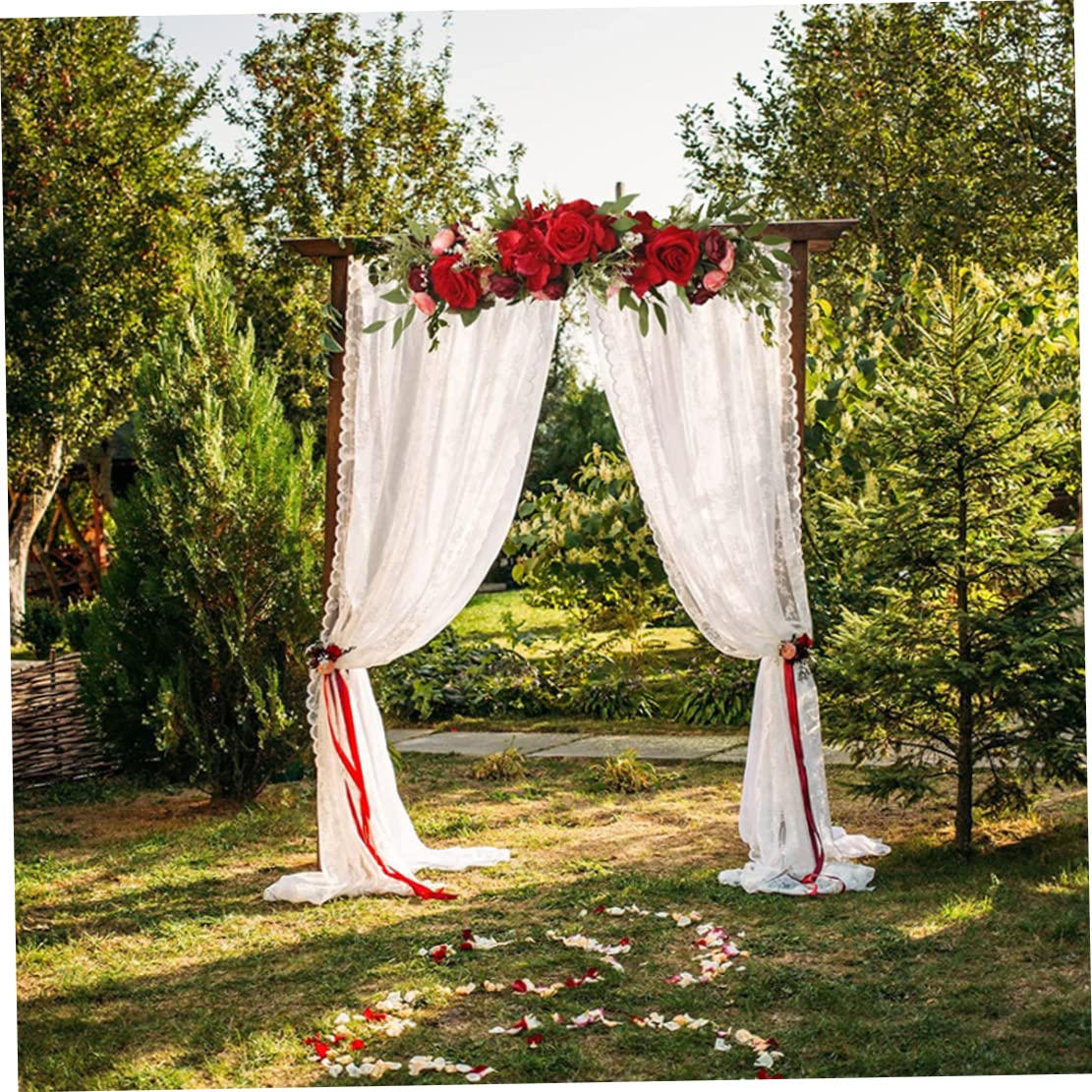 Hochzeitsbogenblumen, 25,5 -Zoll -künstliche Rosenblume Blumen -Swag Tischdekor, Bogenblumen für Hochzeitszeremonie Home Dekoration (rot)