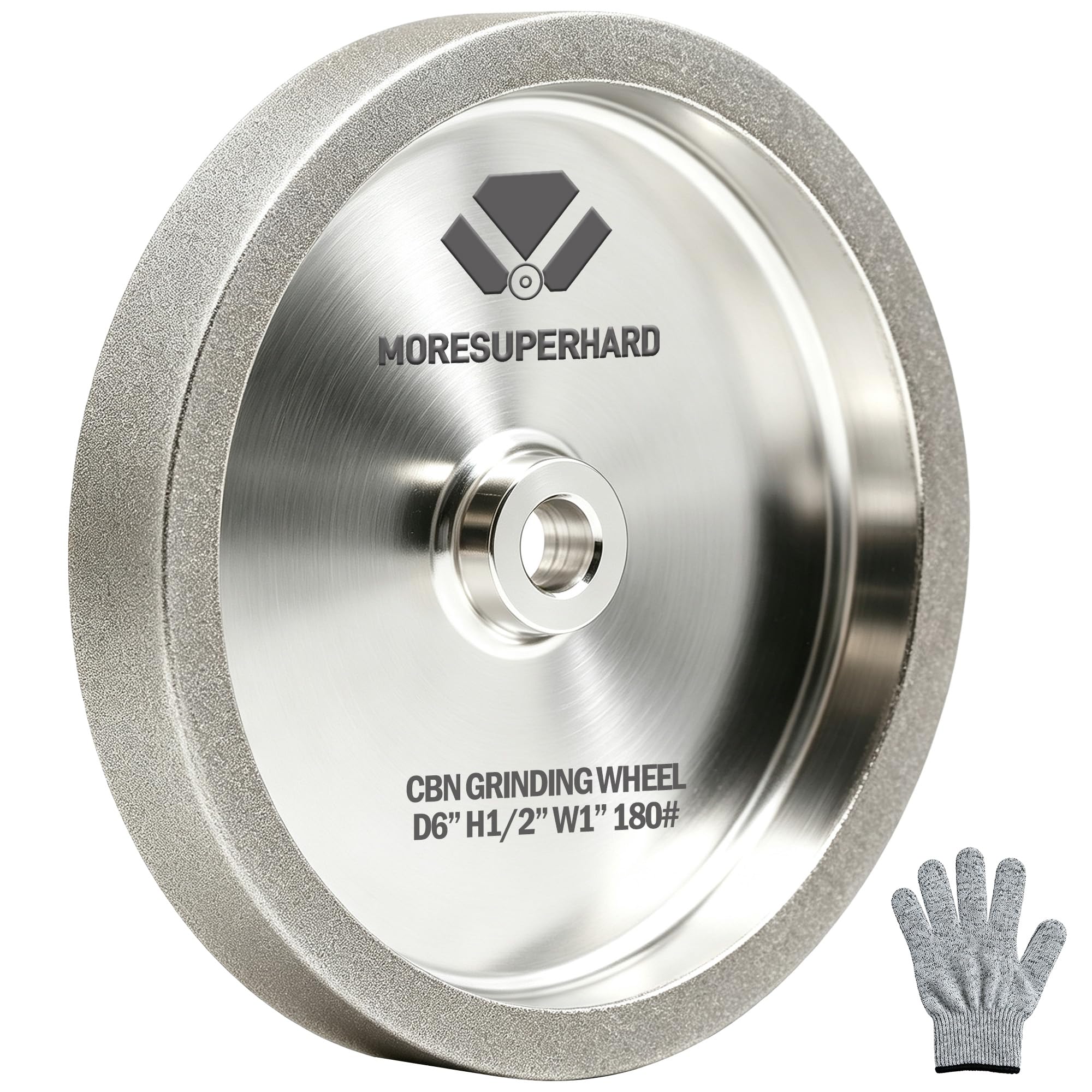 Muela CBN de 15,2 cm, grano 180, diámetro de 1,27 cm, ancho de 2,5 cm, para todo tipo de amoladoras de banco de 15,2 cm, para afilar herramientas de acero rápido (grano 180)