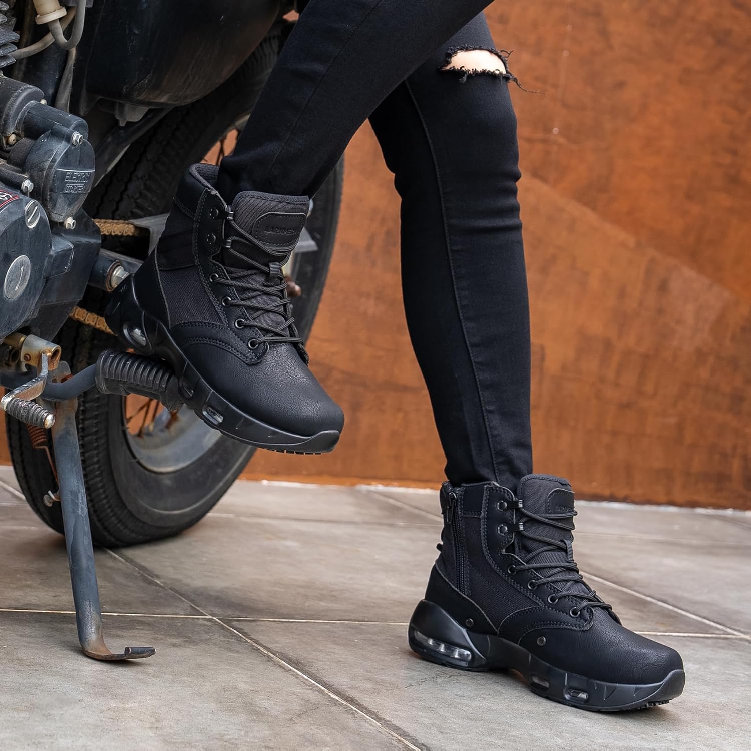 LARNMERN Non Slip Women's Shoes Work Slip Resistant Boots Sole-Cushion Side Zipper Comfort Botas Hiking Mujer Zapatos de Trabajo Black - Image 6