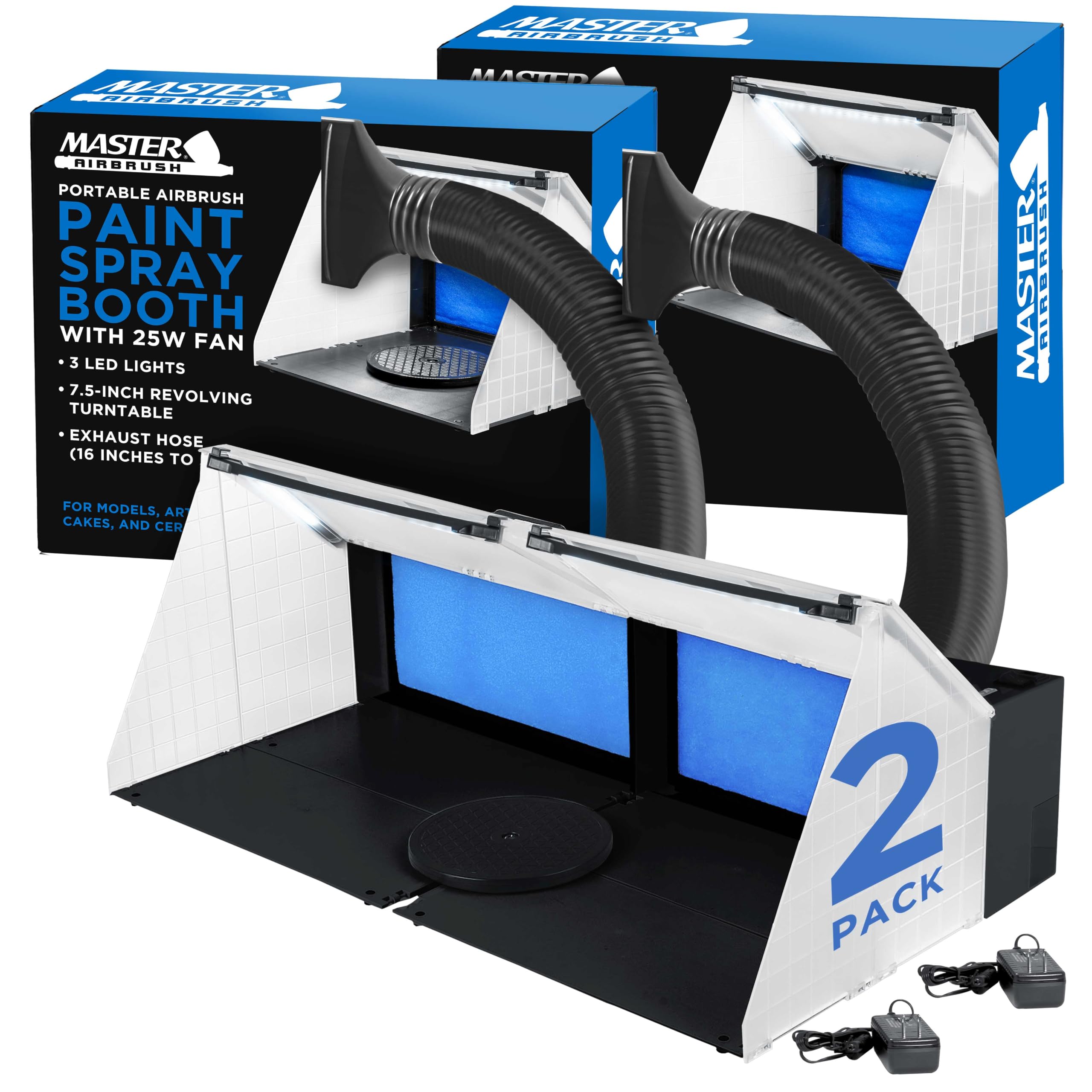Master Airbrush Portable Airbrush Spray Booth Station with LED Light 2 Pack